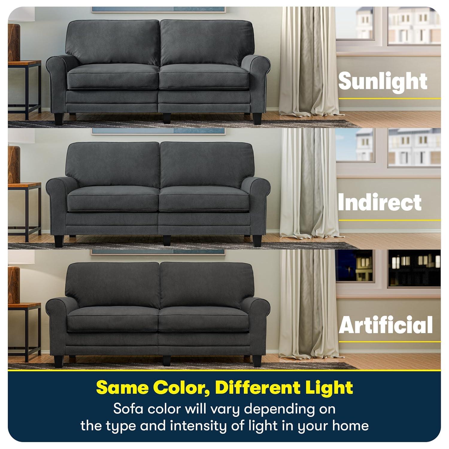 Serta Copenhagen 61" Rolled Arm Sofa, Easy Care Fabric, Soft Pillow Back, Pocket Coil Seat Cushions