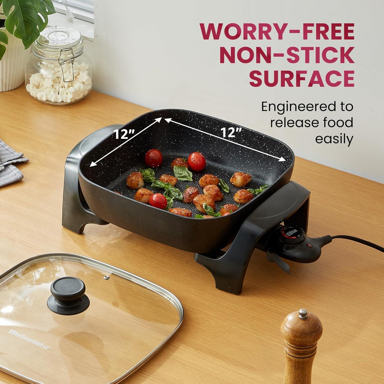 Elite Gourmet Healthy Ceramic Coated Electric Skillet