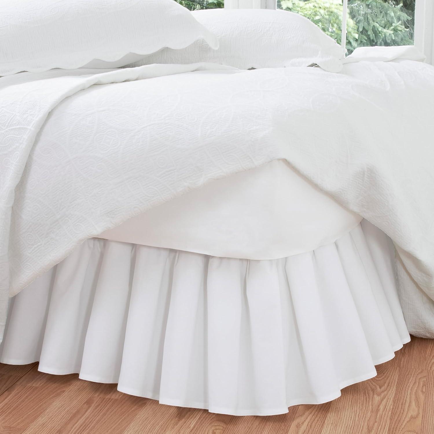 Fresh Ideas Fresh Ideas Ruffled Poplin Bed Skirt, 14" Drop Length