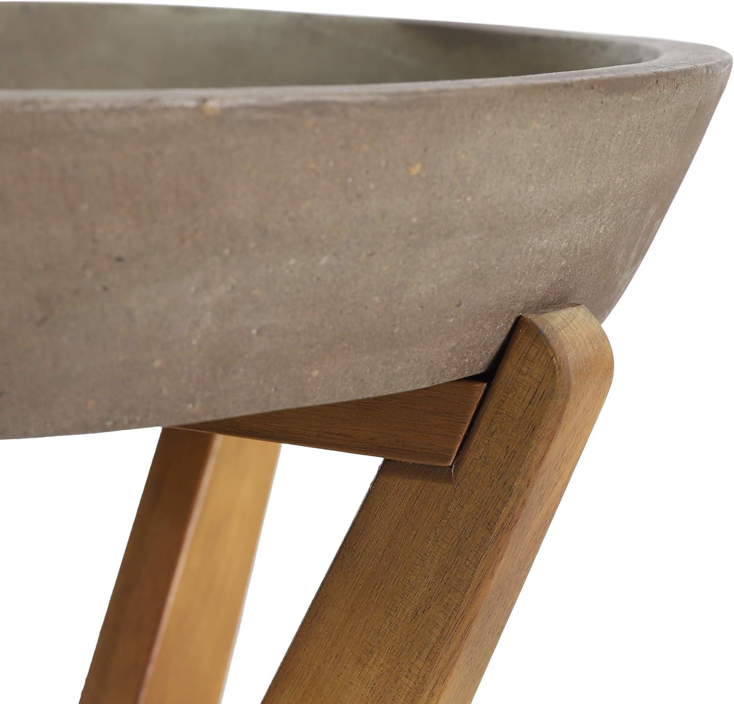 Yukon Patio Side Table - Teak/Light Gray - Christopher Knight Home: Acacia Wood Frame, Round Concrete Top