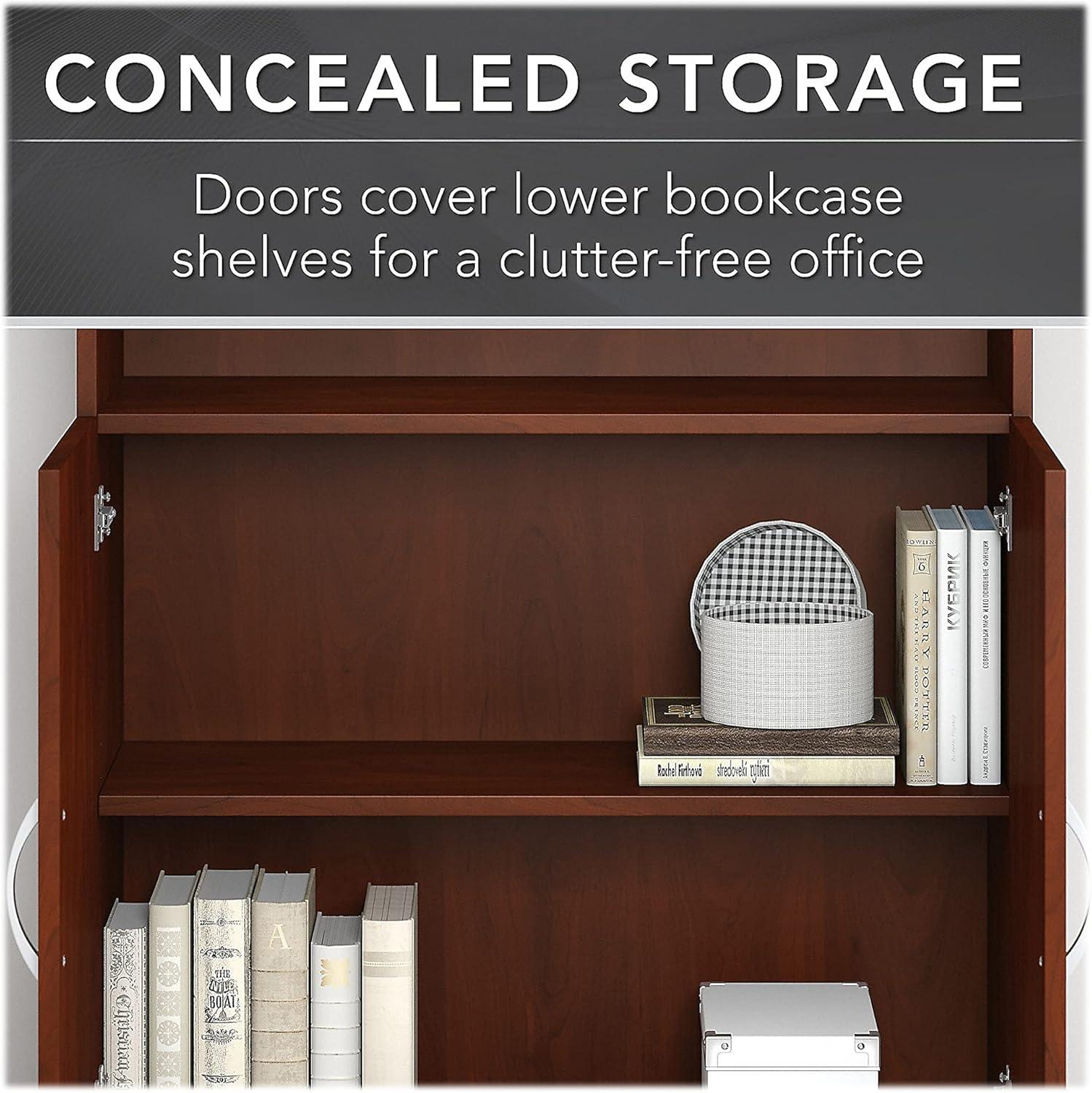 Bush Business Furniture STC015HC 5 Shelf Bookcase with Doors  Hansen Cherry