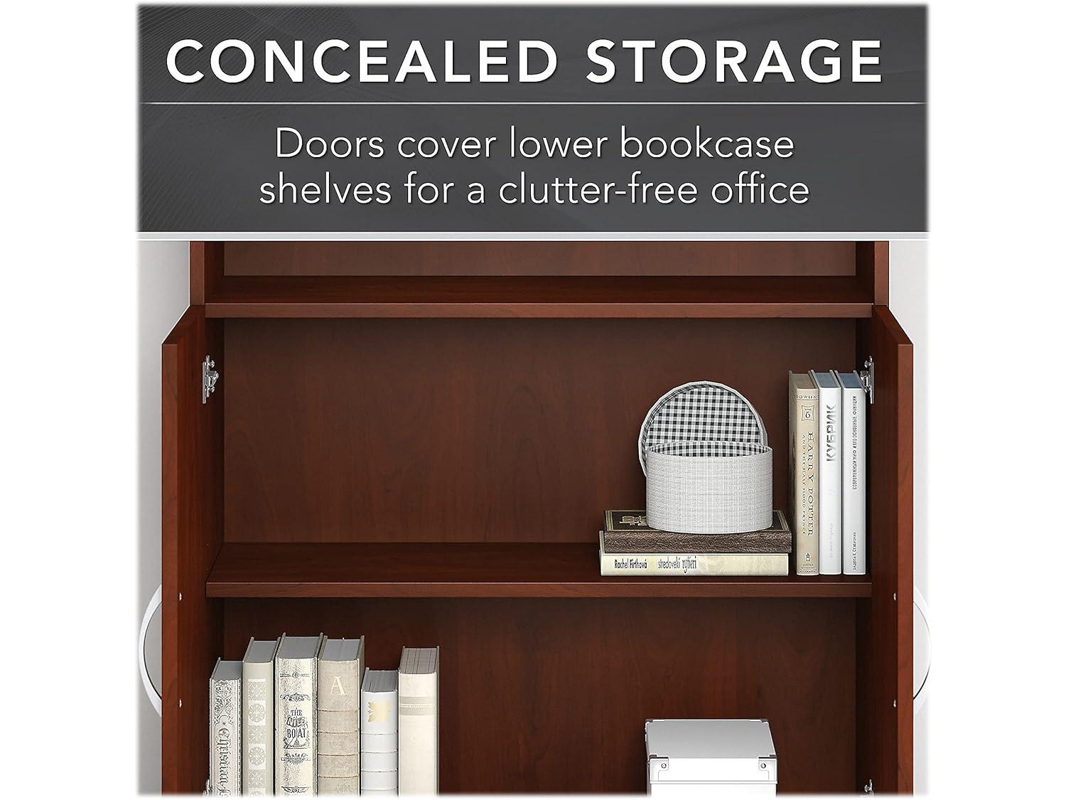 Bush Business Furniture STC015HC 5 Shelf Bookcase with Doors  Hansen Cherry