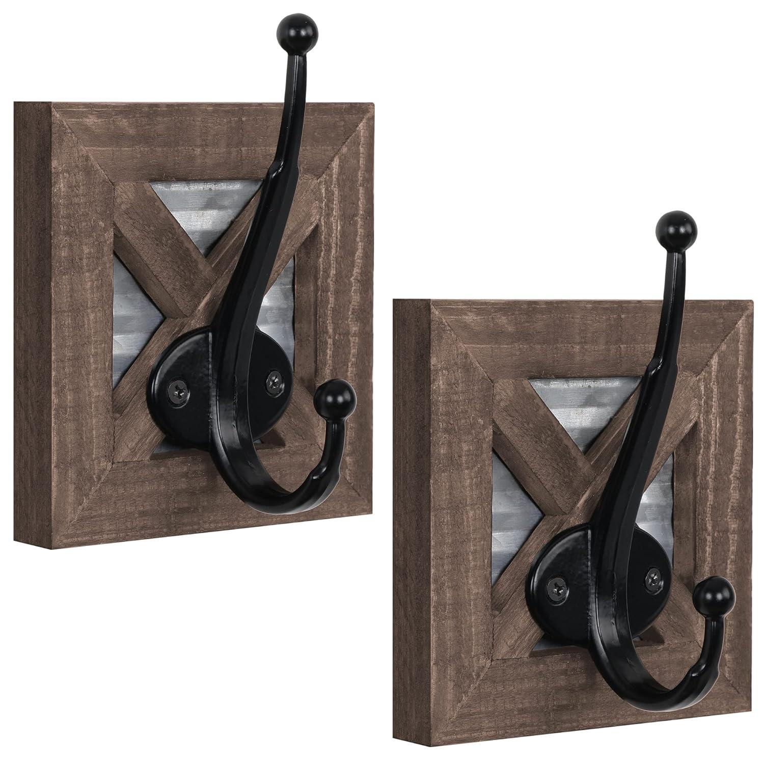 Autumn Alley RHK001 Rustic Farmhouse Wall Mounted Towel Hook Set - 2 Robe Hooks