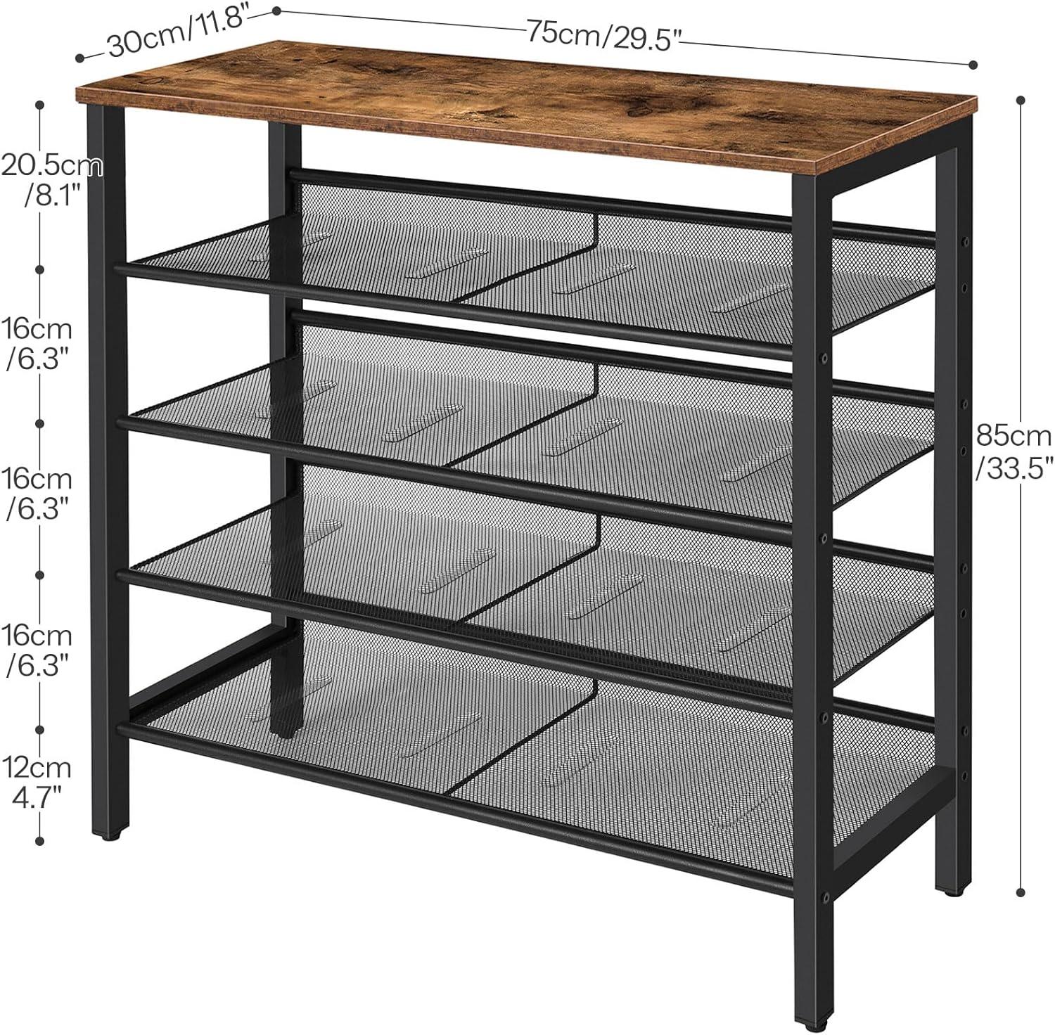 HOOBRO 5-Tier Shoe Rack Storage with Adjustable Shelf for 16 Pairs Shoes Entryway Hallway BF01XJ01