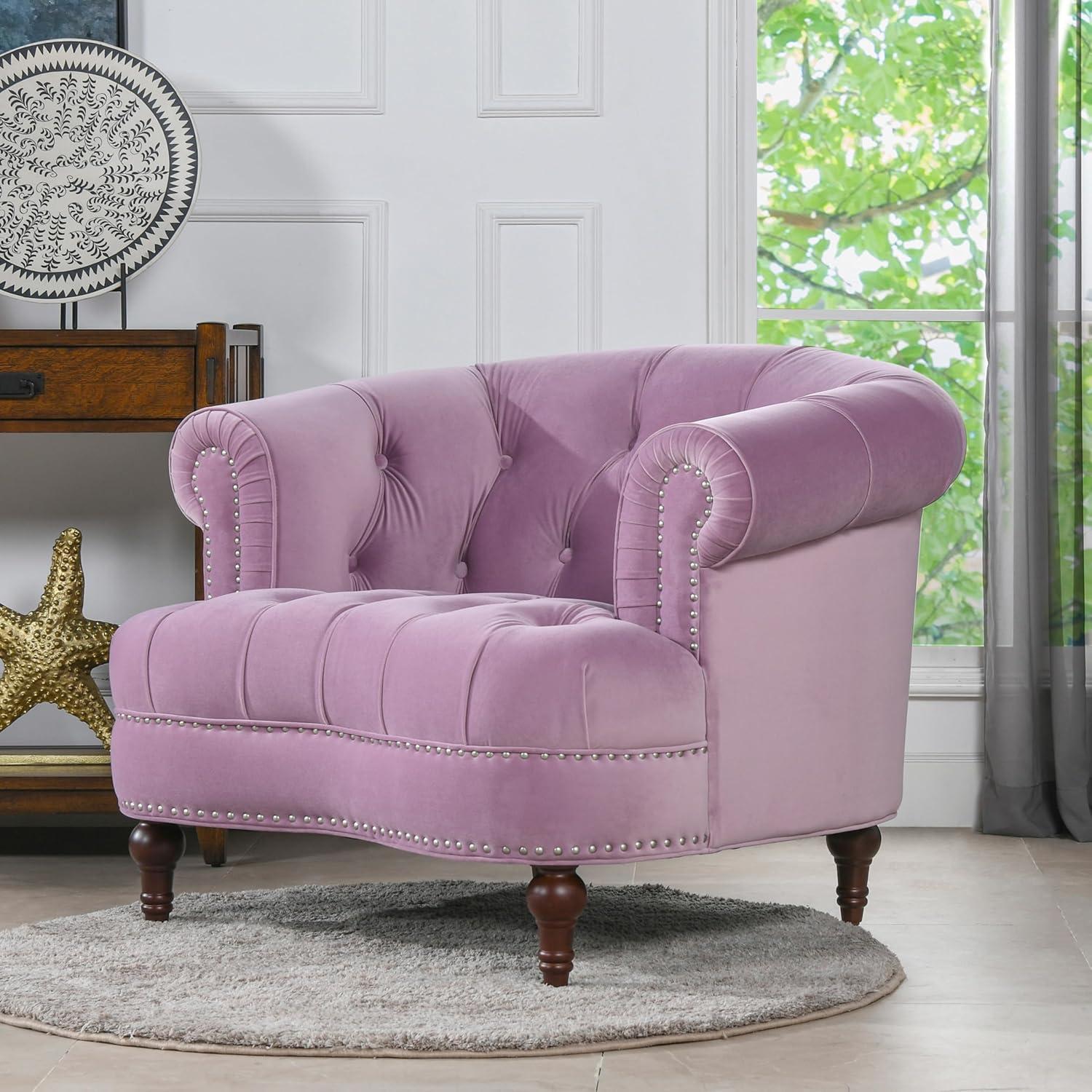 Jennifer Taylor Home La Rosa 42" Victorian Tufted Upholstered Living Room Accent Chair, Lavender