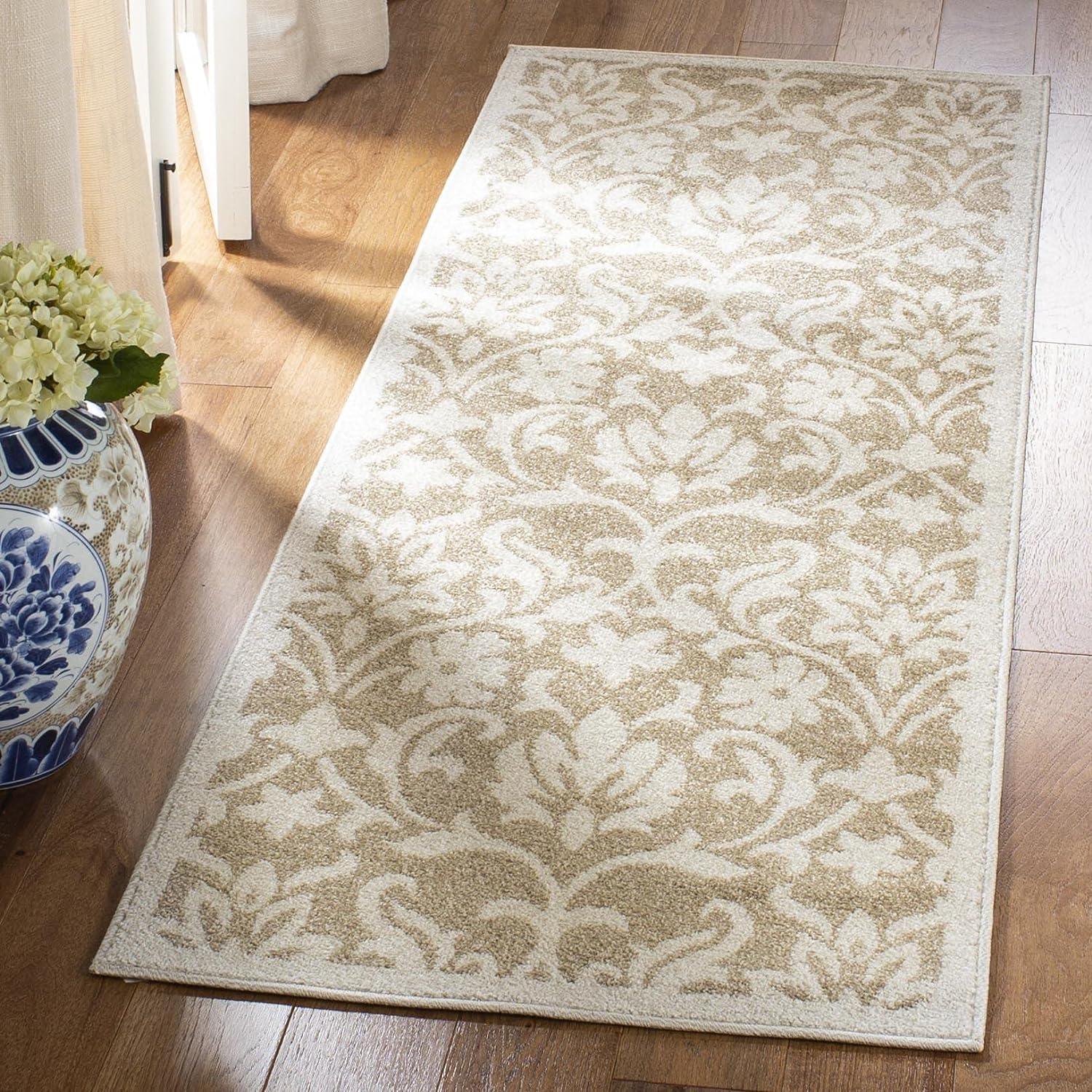 Wheat & Beige Easy-Care Synthetic Runner Rug, 2'3" x 7'