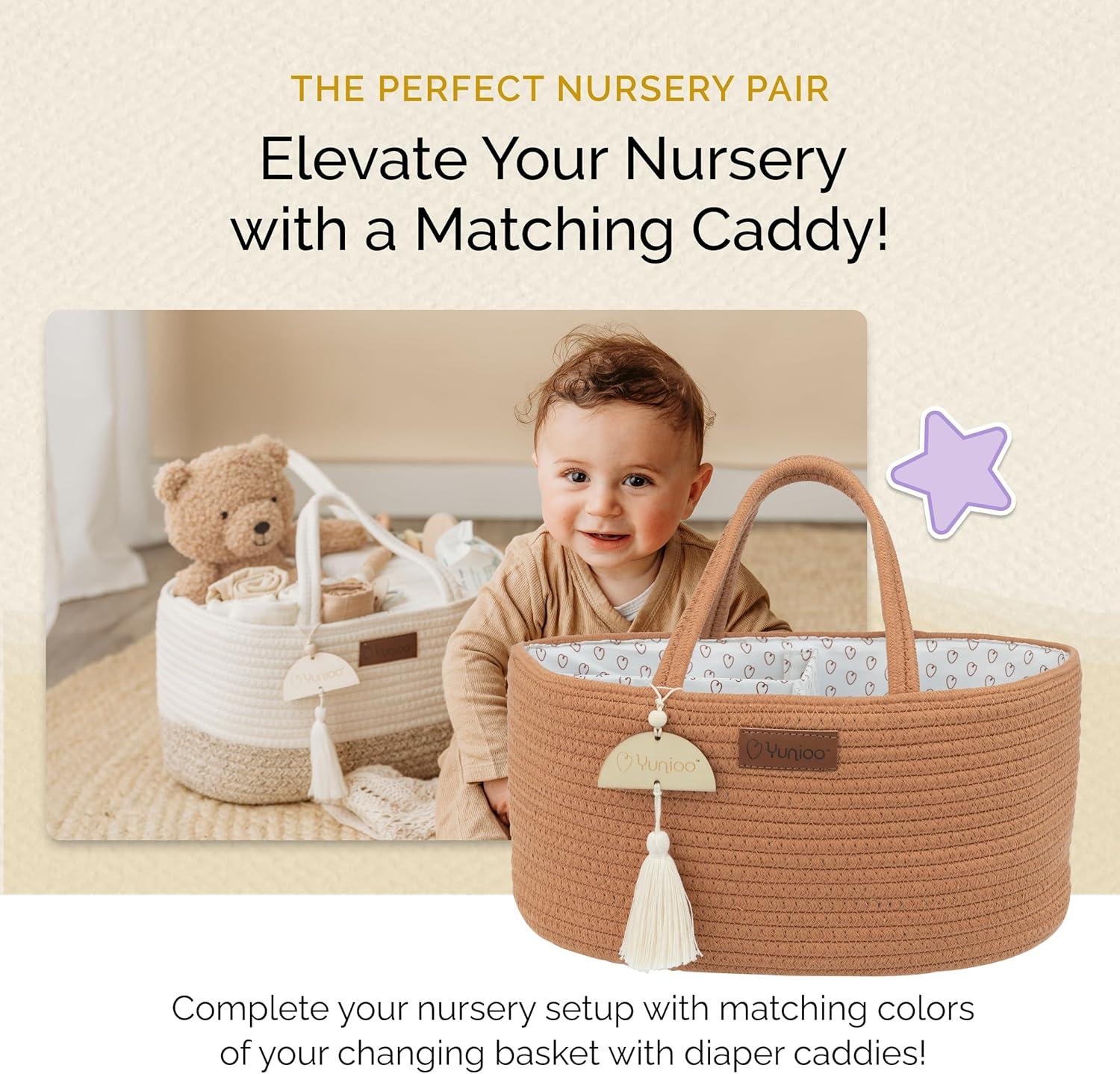 Baby Changing Basket, Portable Diaper Changing Pad, Moses Basket for Newborns, Changing Table Topper for Baby Nursery, Waterproof Travel Pad Cover, White