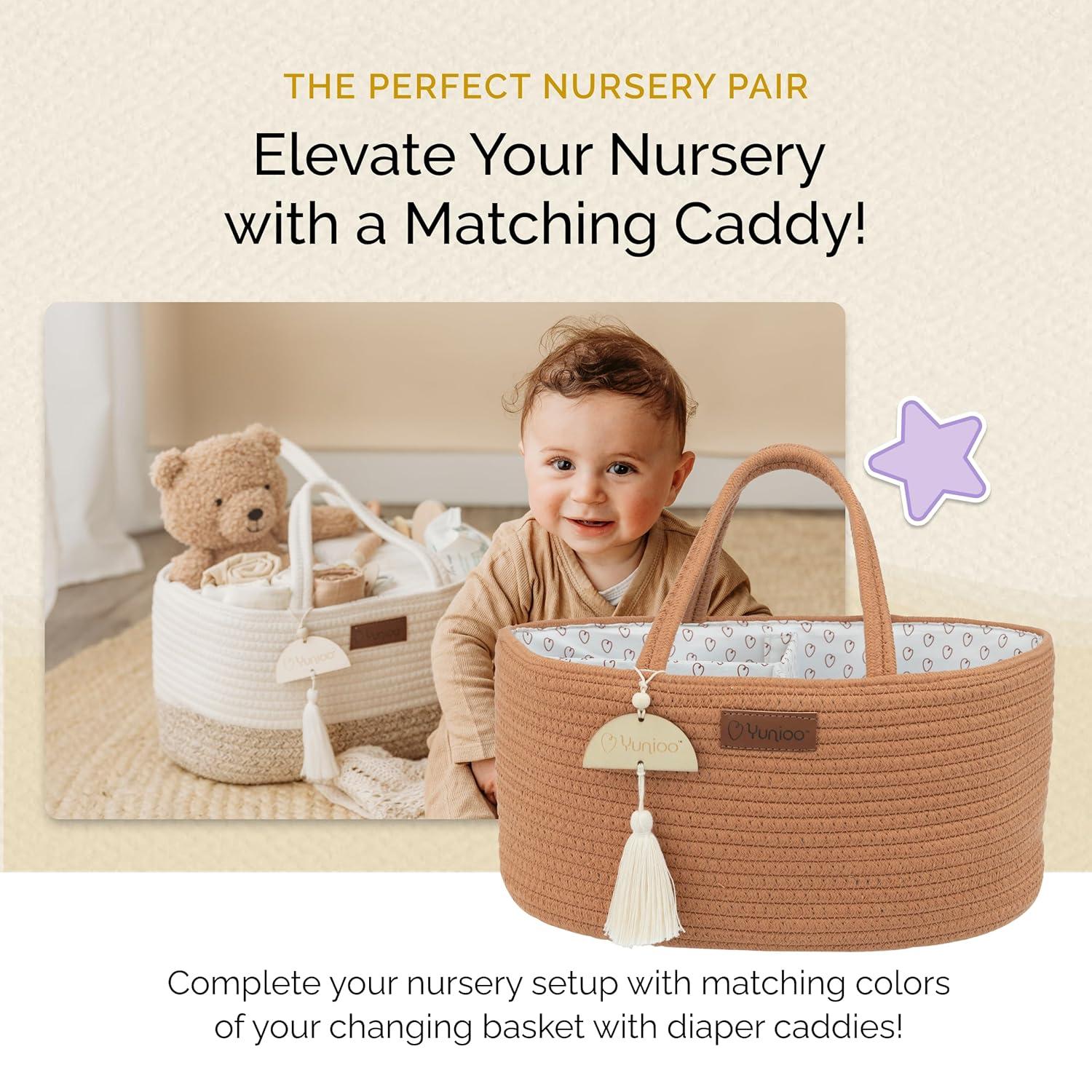 Baby Changing Basket, Portable Diaper Changing Pad, Moses Basket for Newborns, Changing Table Topper for Baby Nursery, Waterproof Travel Pad Cover, White