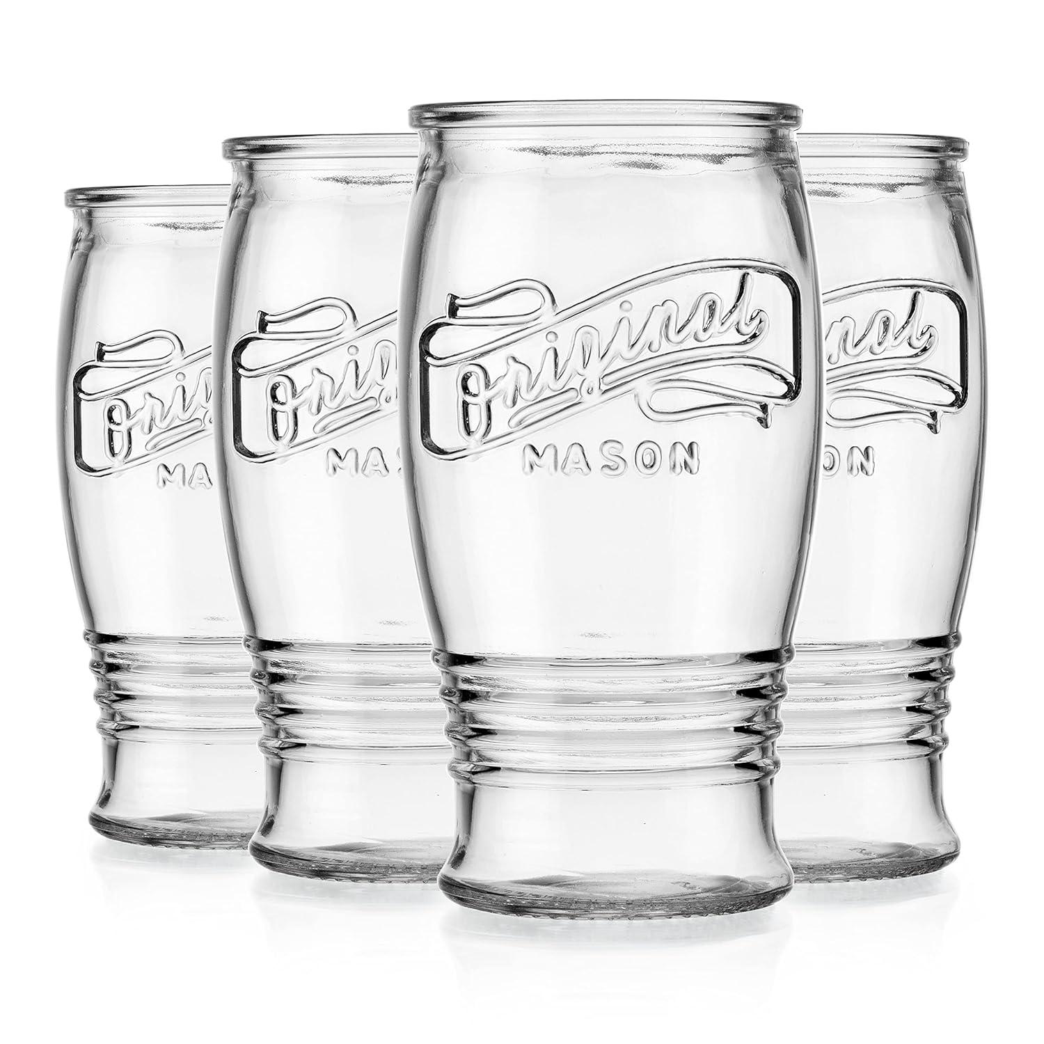 Gracie Oaks Zaviere 13oz. Handmade Drinking Glasses Set (Set of 4)