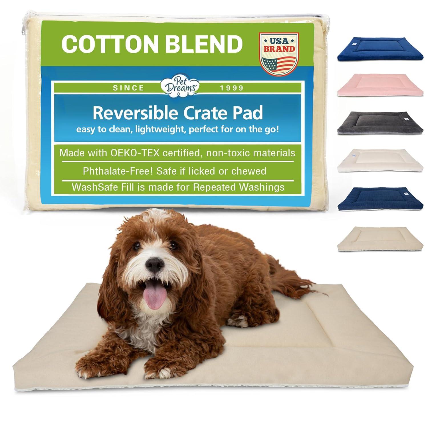 Pet Dreams Dog Crate Pad - Washable Kennel Mat, Crate Pads for Dog Cages, Non-Toxic, Flat Indoor Cat Bed, Fits iCrate 18, 24, 30, 36, 42, 48 inches (Khaki, Small, 24")