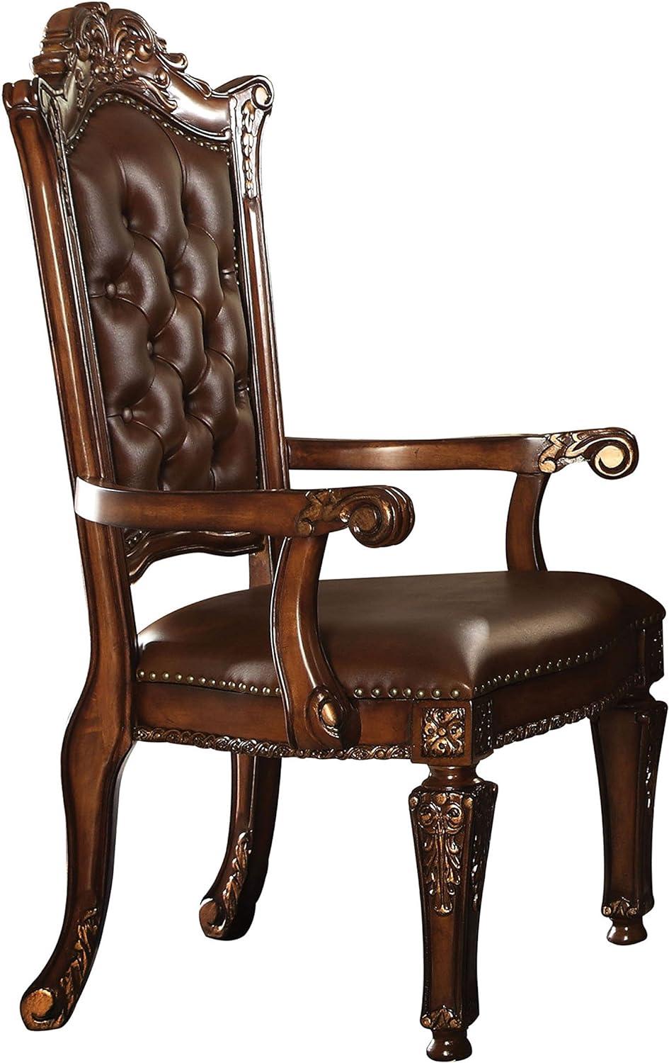 Cherry Brown Tufted Faux Leather Executive Armchair