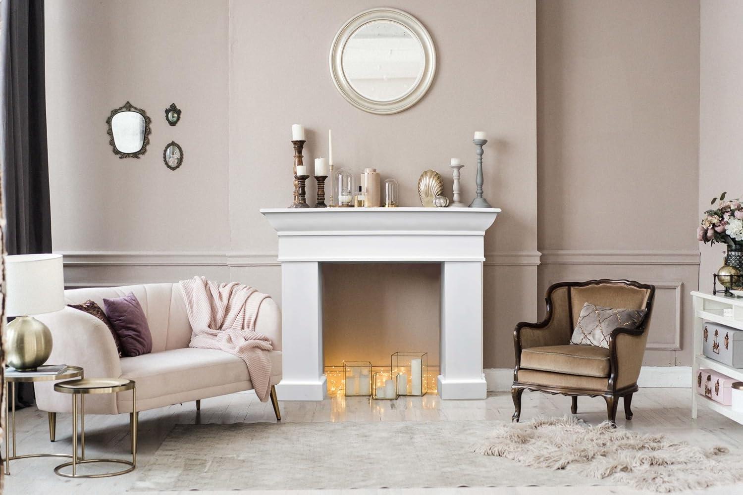 Storied Home Monolith Decorative Fireplace Mantel White: Fir Wood & MDF, Wall Mount, 49.625"H