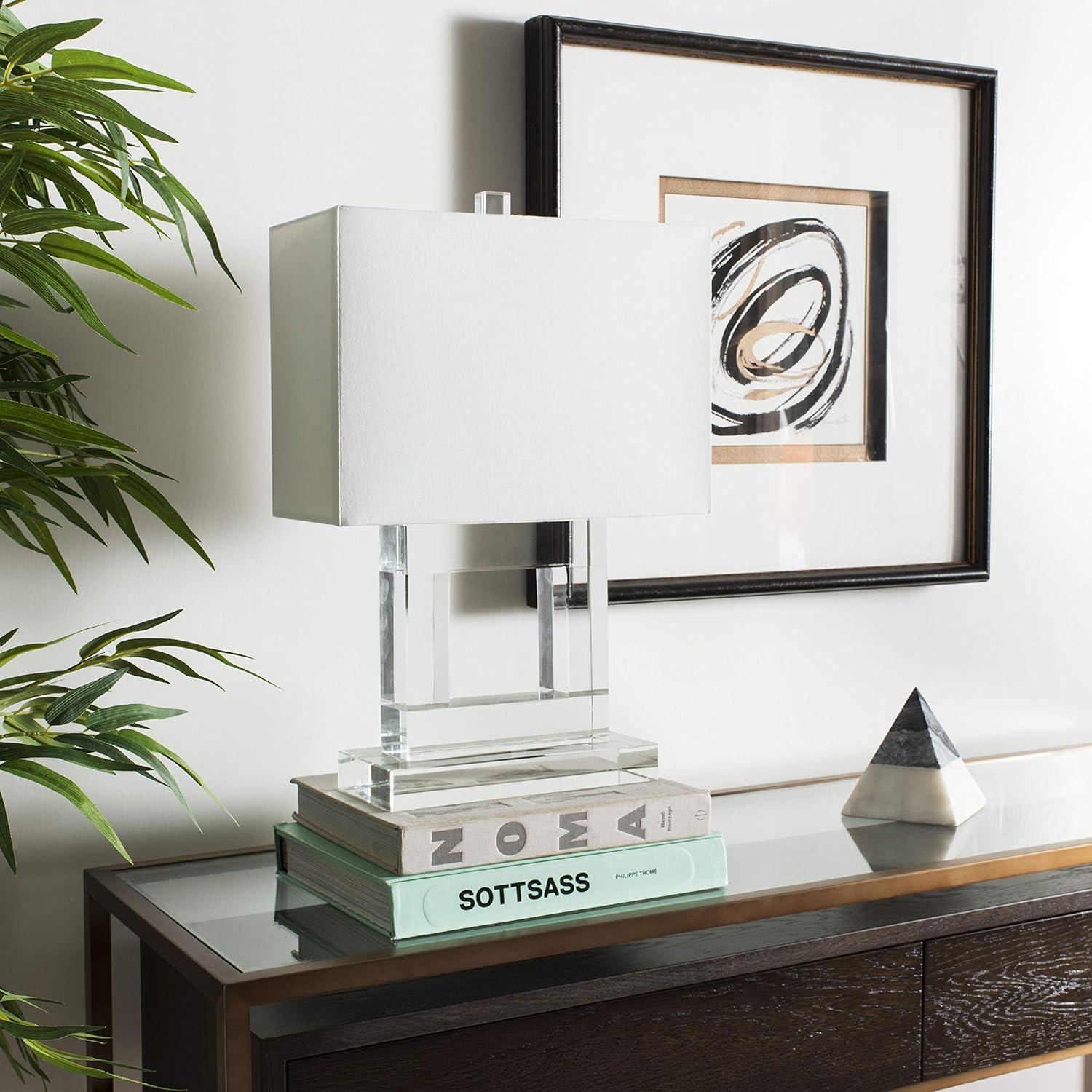 SAFAVIEH Town Square Crystal Lamp | Clear / White |