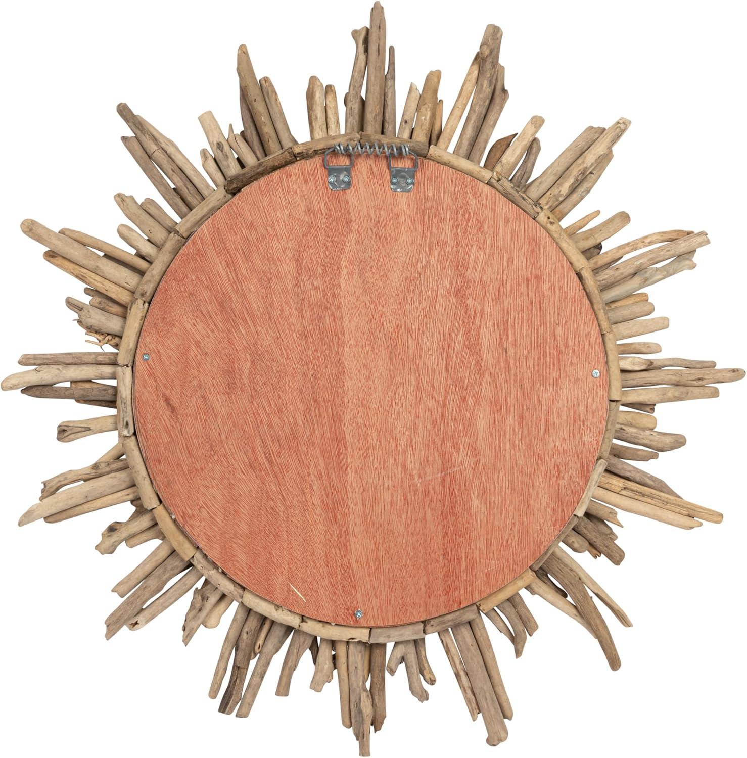 Creative Co-Op Round Driftwood Framed Sunburst Wall Mirror, Natural