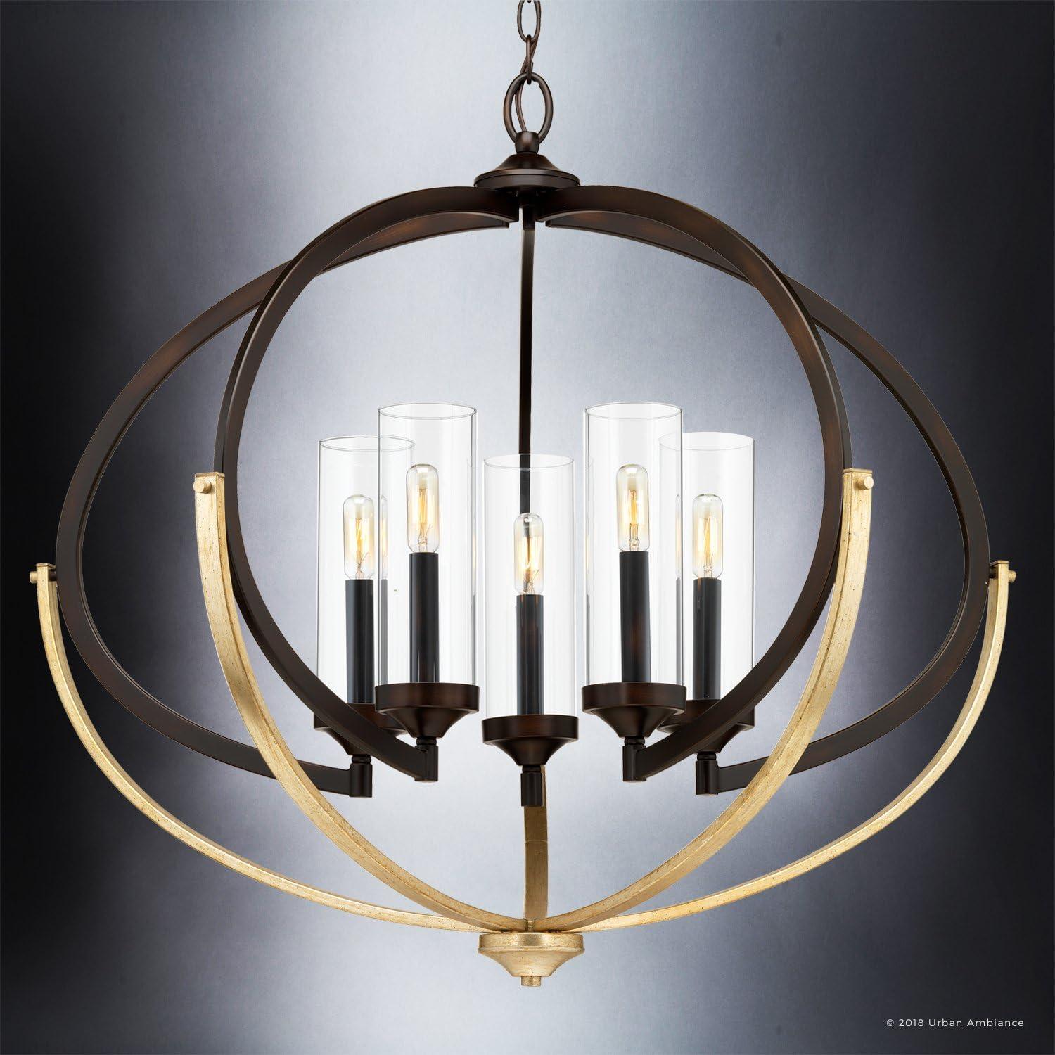 Urban Ambiance Luxury Luxe Chandelier, Size: 27-7/8"H x 33-3/4"W, with Transitional Style Elements, Olde Bronze Finish and Clear Shade, UHP2351