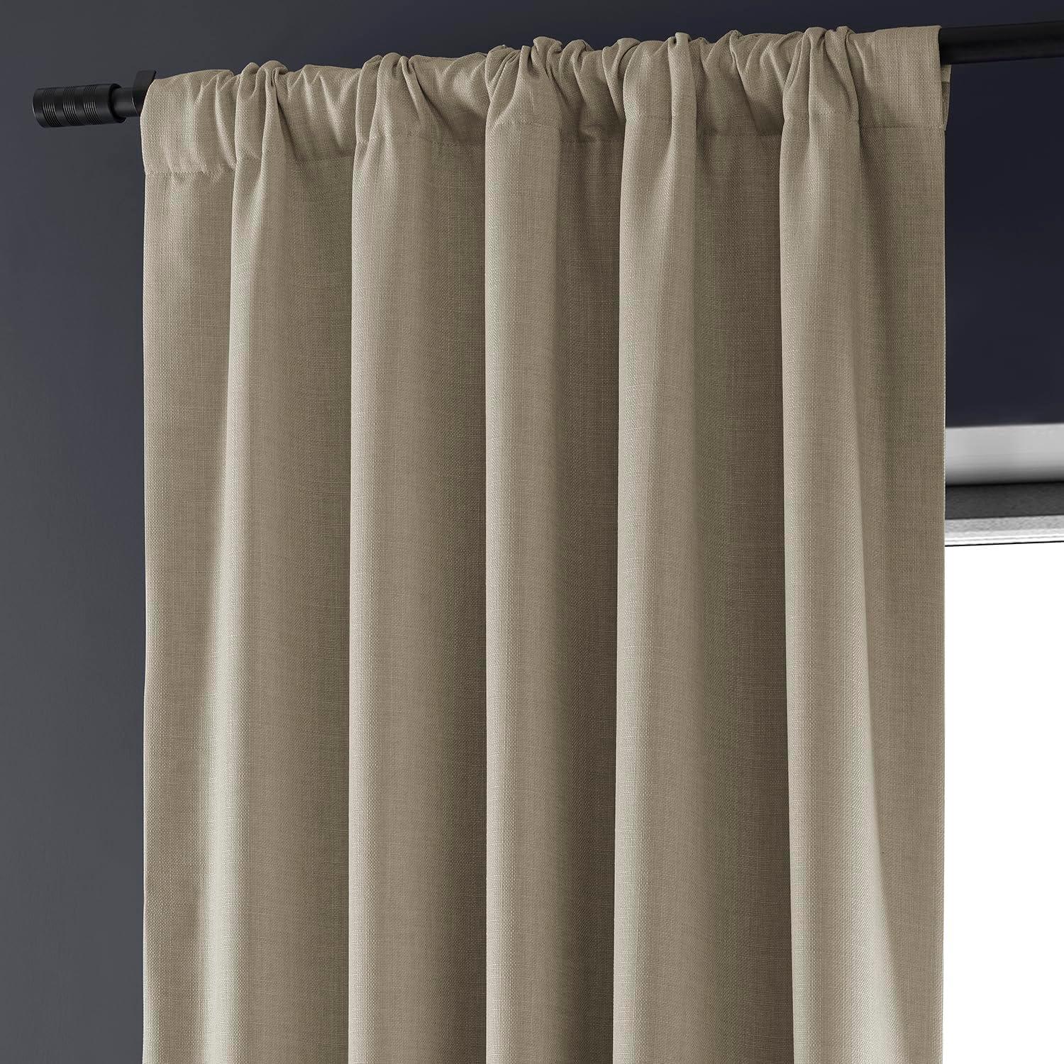 Signature Safari Tan Faux Linen Blackout Curtain (1 Panel), Safari Tan, 50W X 108L