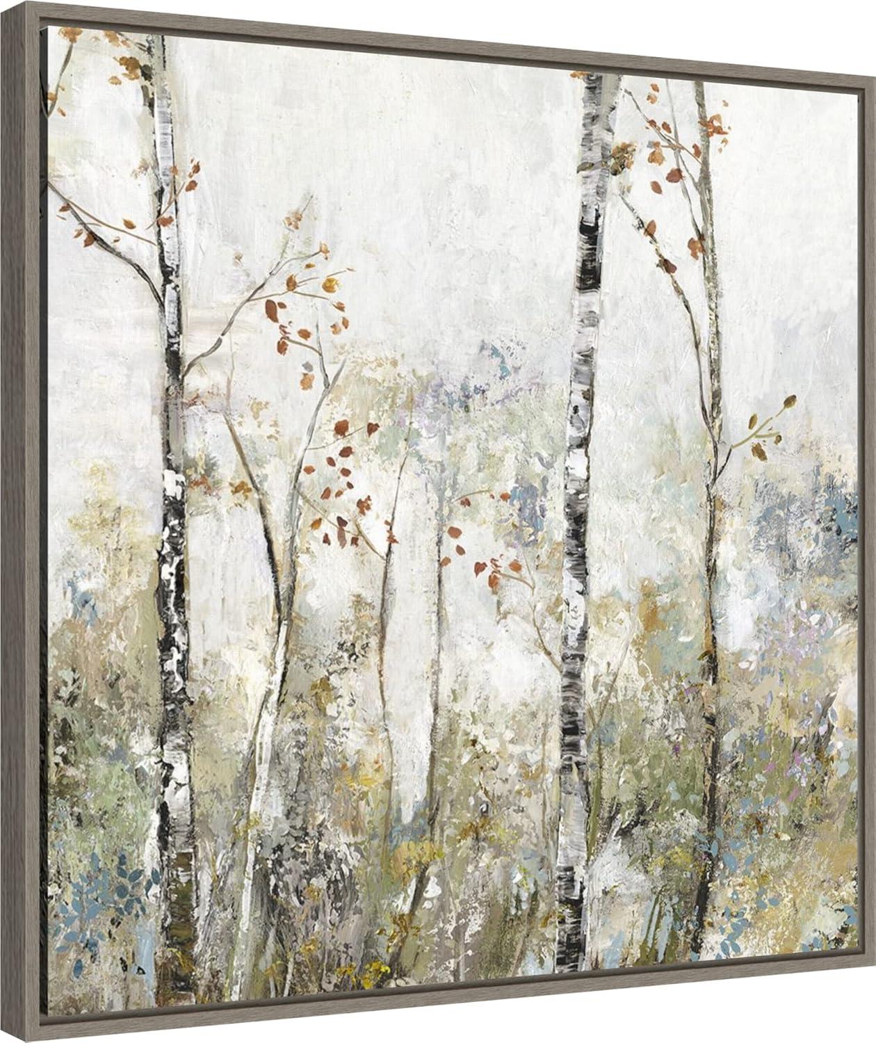 Amanti Art Soft Birch Forest II by Allison Pearce Canvas Wall Art Print Framed 22 x 22-in.