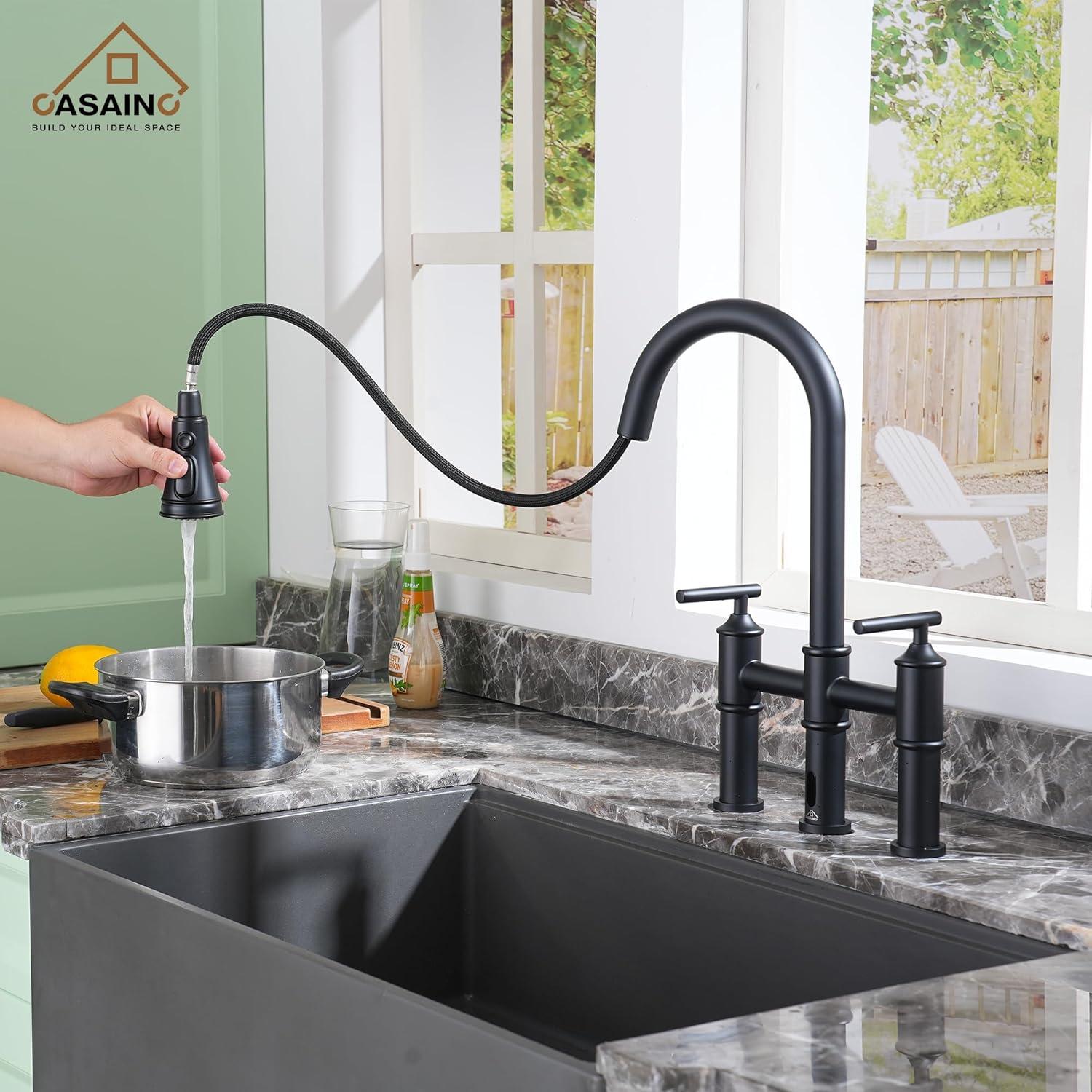 CASAINC 1.8 GPM Single-Handle Spring Pull-Down Kitchen Faucet Single Hole Faucet