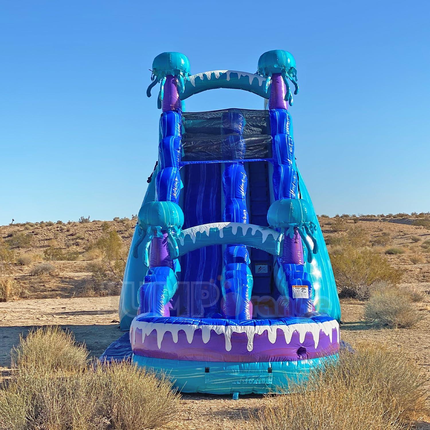 JumpOrange 19’ Electric Commercial Grade Water Slide with Splash Pool for Kids and Adults (with Blower), Outdoor Indoor, Wet Dry Use, Tall Inflatable