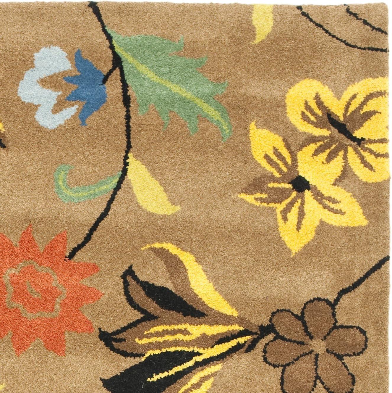 Handmade Brown and Multicolor Wool Viscose Area Rug