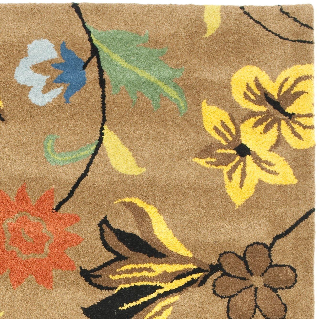 Handmade Brown and Multicolor Wool Viscose Area Rug