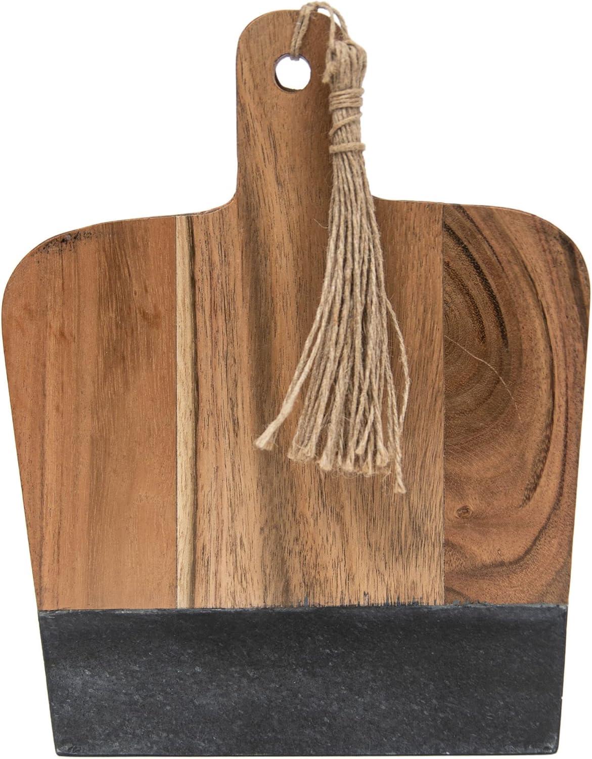 Small Black Wood, Marble & Jute Cutting Board - Foreside Home & Garden