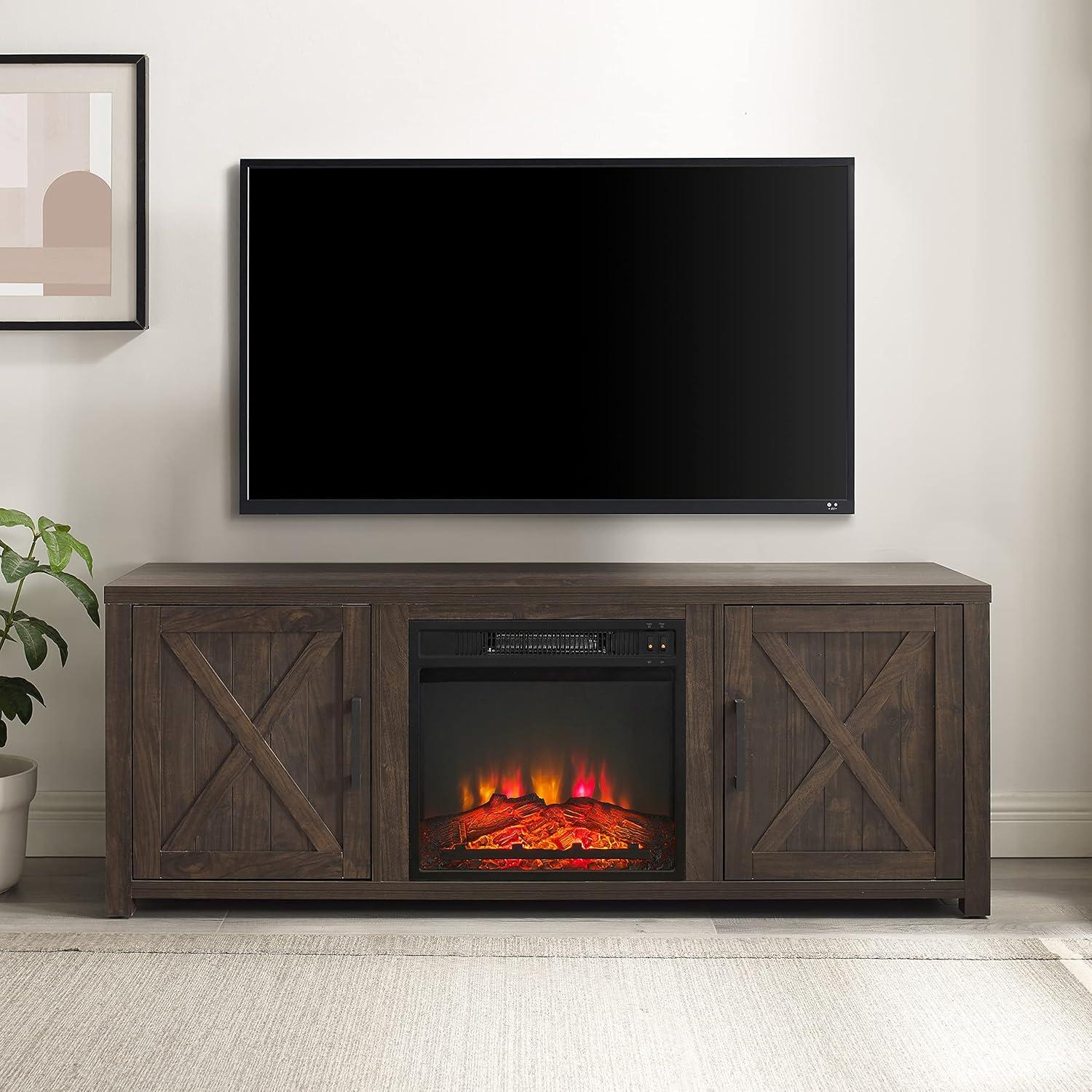58" Gordon Low Profile TV Stand for TVs up to 65" with Fireplace Dark Walnut - Crosley
