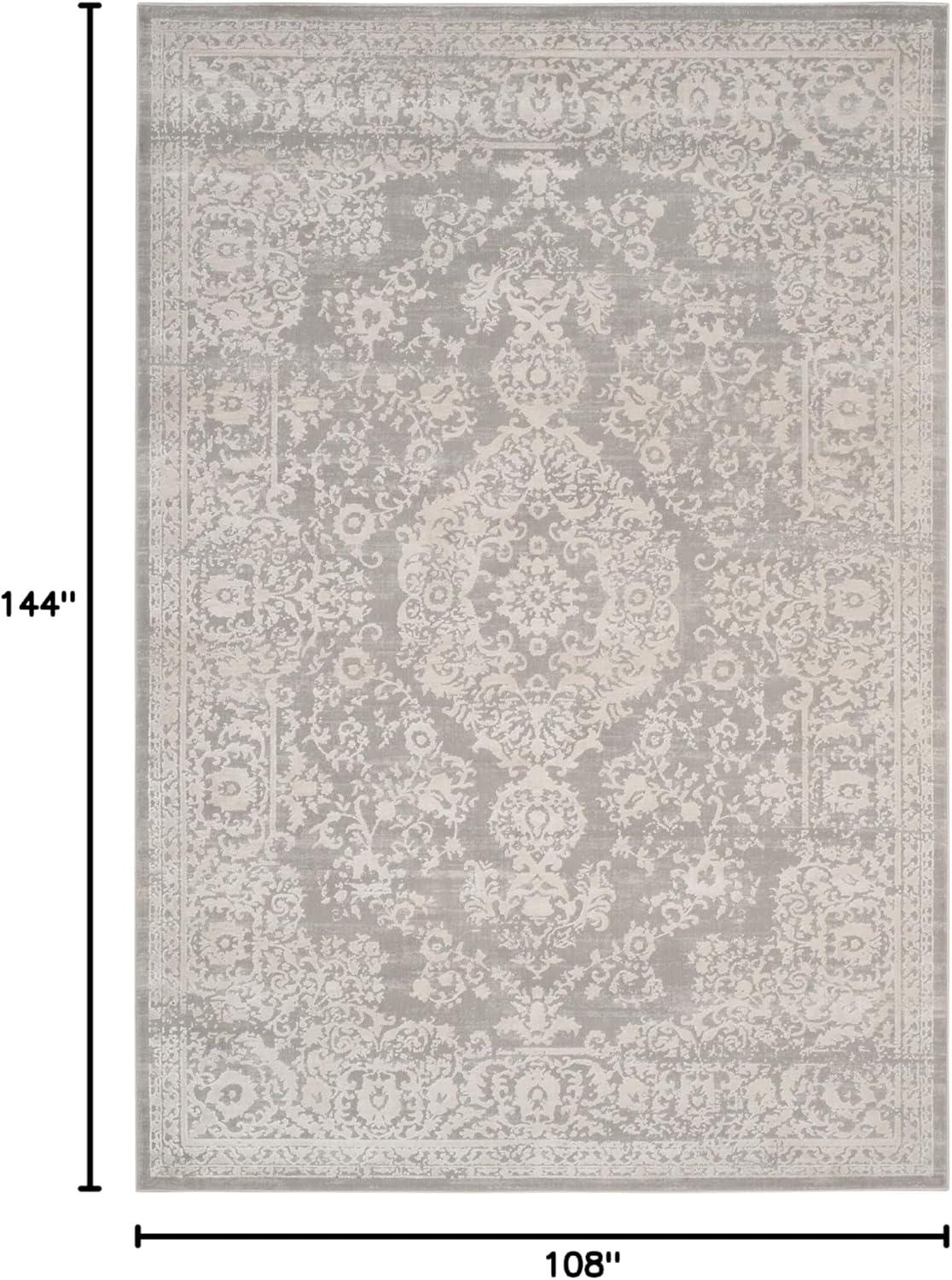 SAFAVIEH Princeton Weldon Floral Bordered Area Rug, Grey/Beige, 9' x 12'