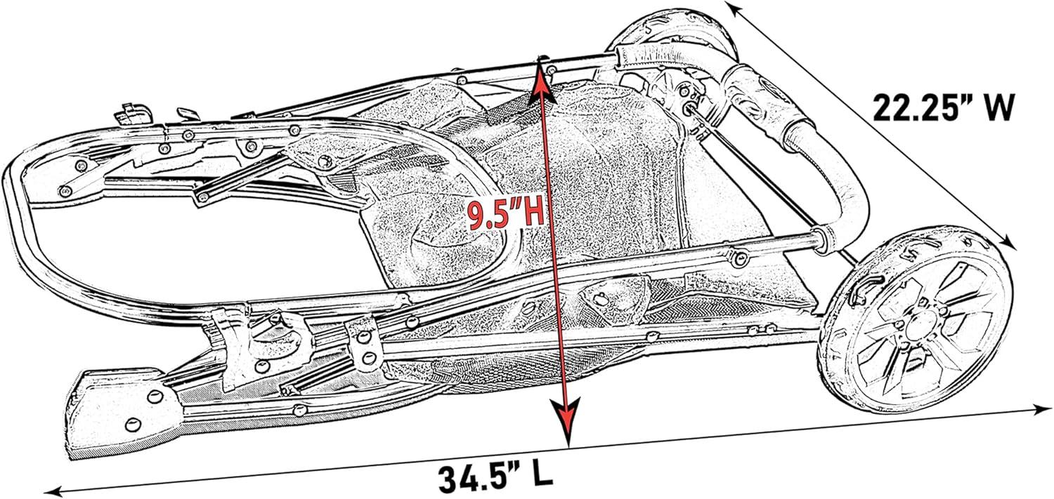 Jet Black Aluminum 3-in-1 Pet Travel Stroller System