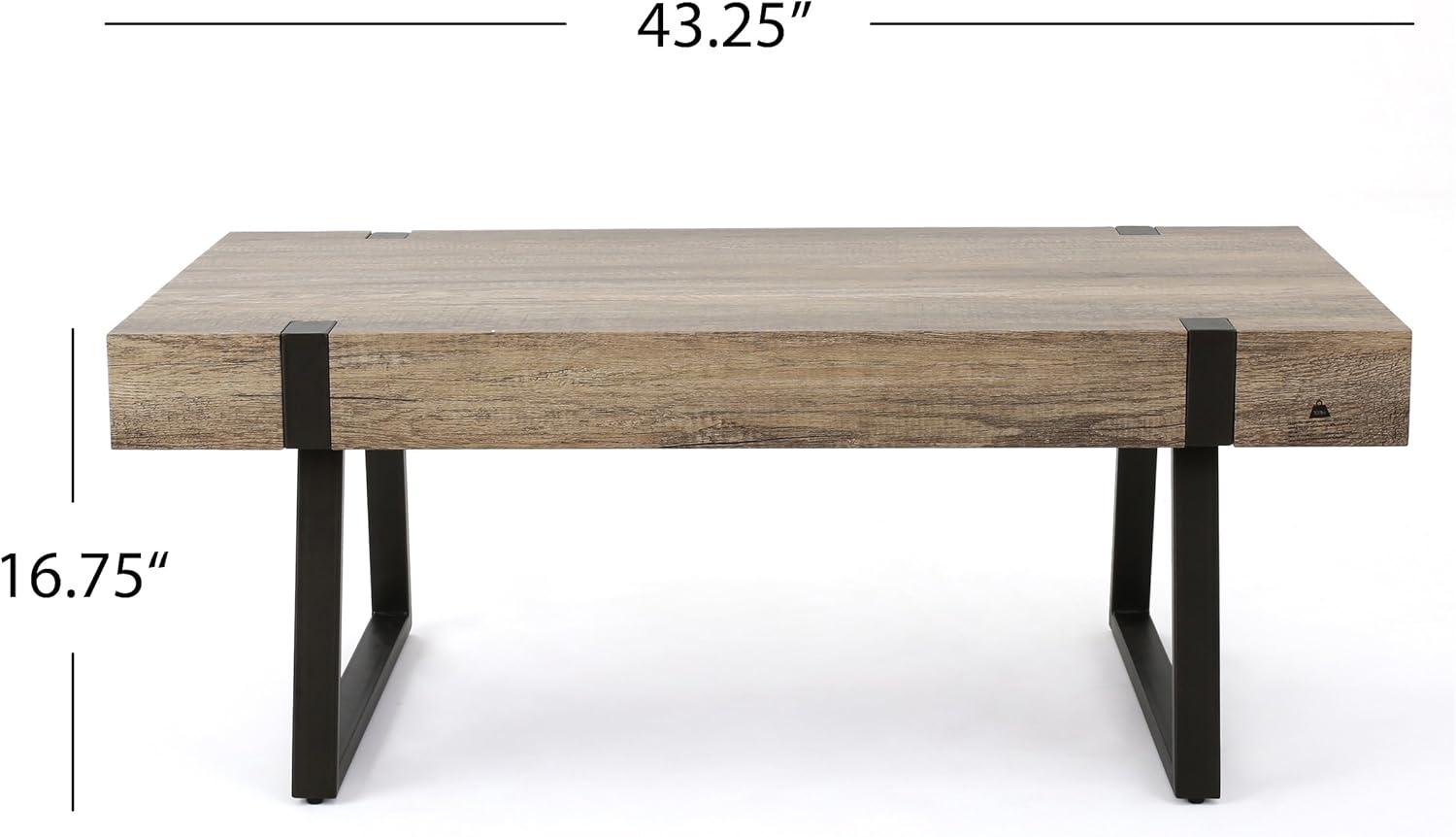 Christopher Knight Home Abitha Faux Wood Coffee Table, Canyon Grey, 23.60 in x 43.25 in x 16.75 in