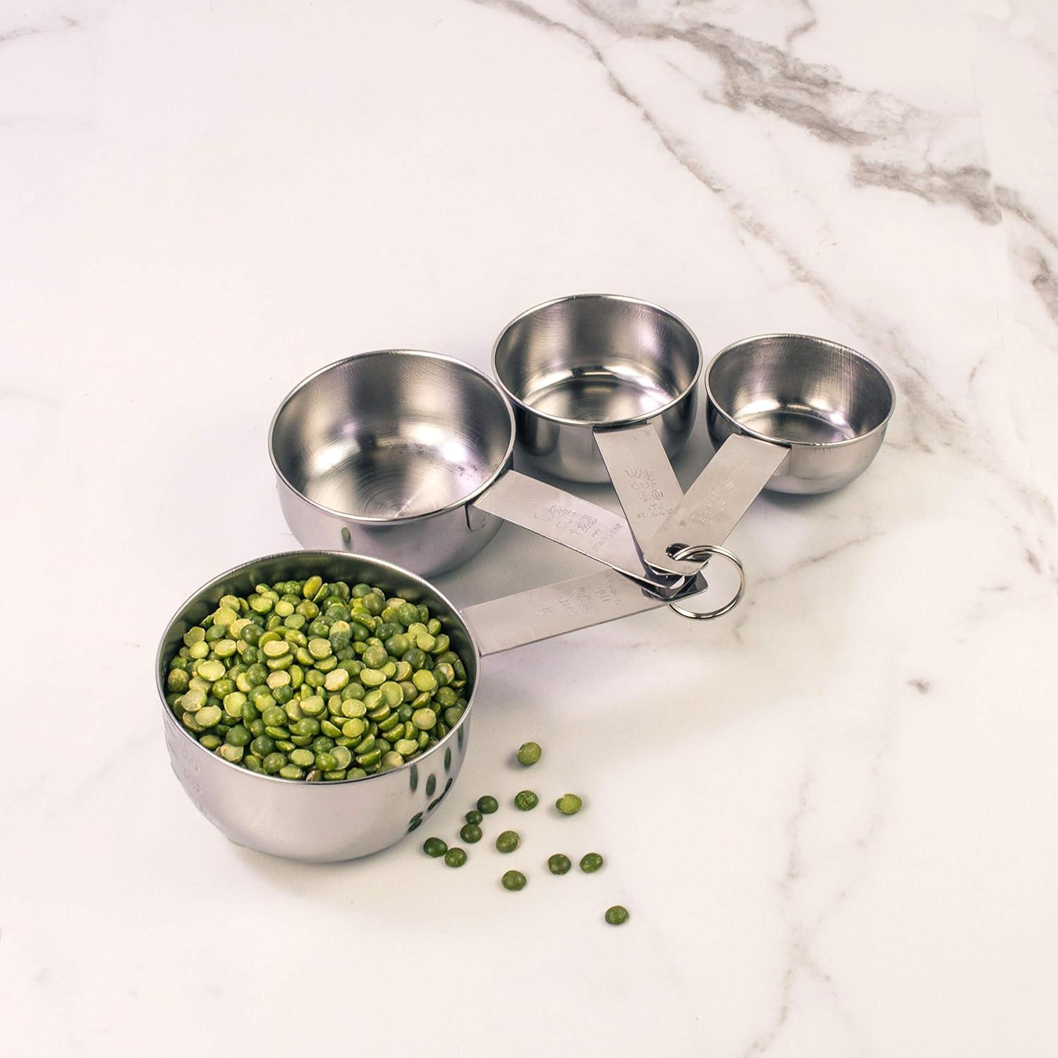 4 Piece Stainless Measuring Cup Set With Storage Ring Silver