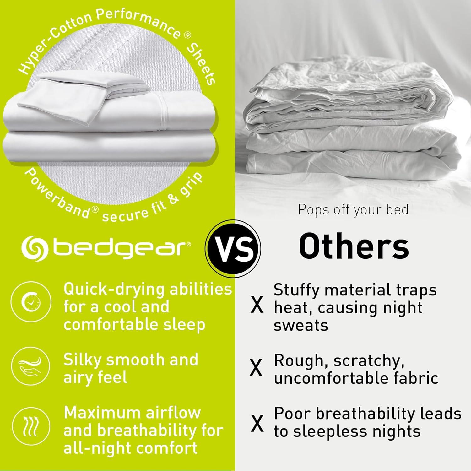 Bedgear Split Head Queen Hyper Cotton Sheet Set Medium Beige: Rayon Bamboo Blend, Moisture-Wicking, Climate Control Treatment