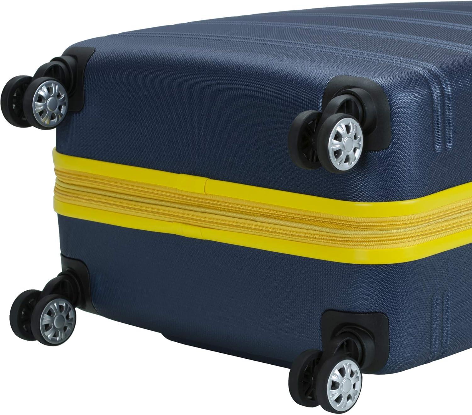 Rockland Melbourne Hardside Expandable Luggage with Spinner Wheels Navy Checked Large 28"