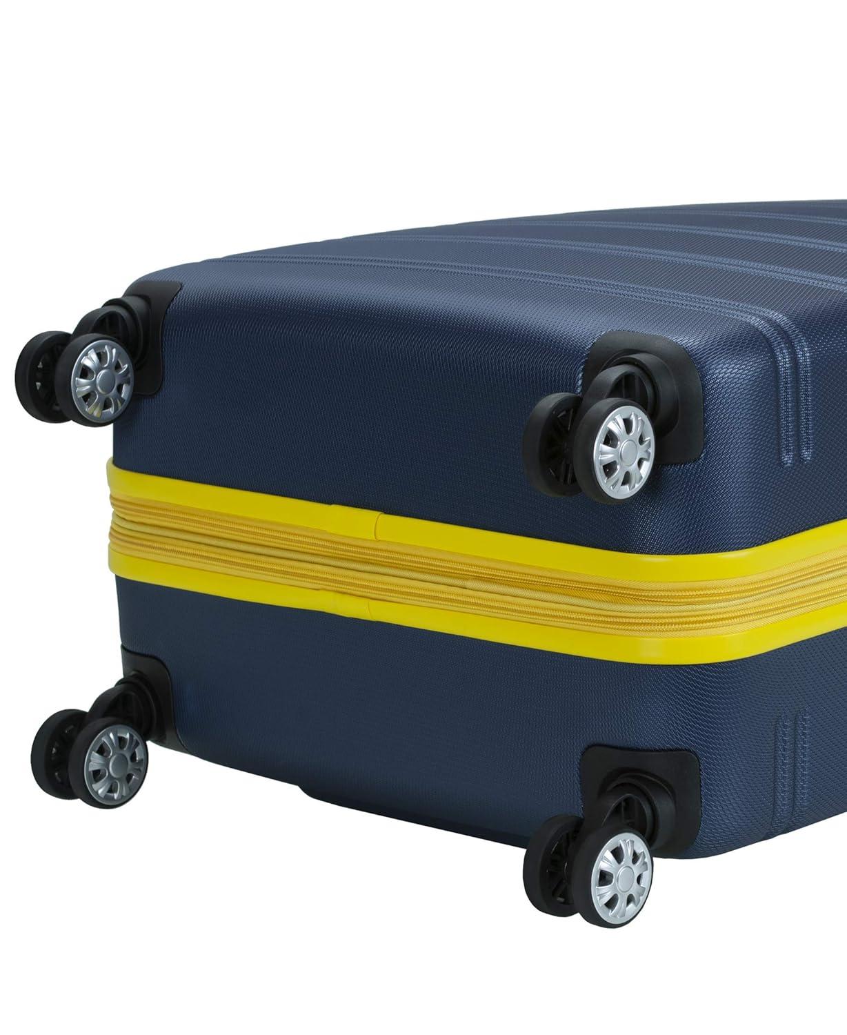 Rockland Melbourne Hardside Expandable Luggage with Spinner Wheels Navy Checked Large 28"