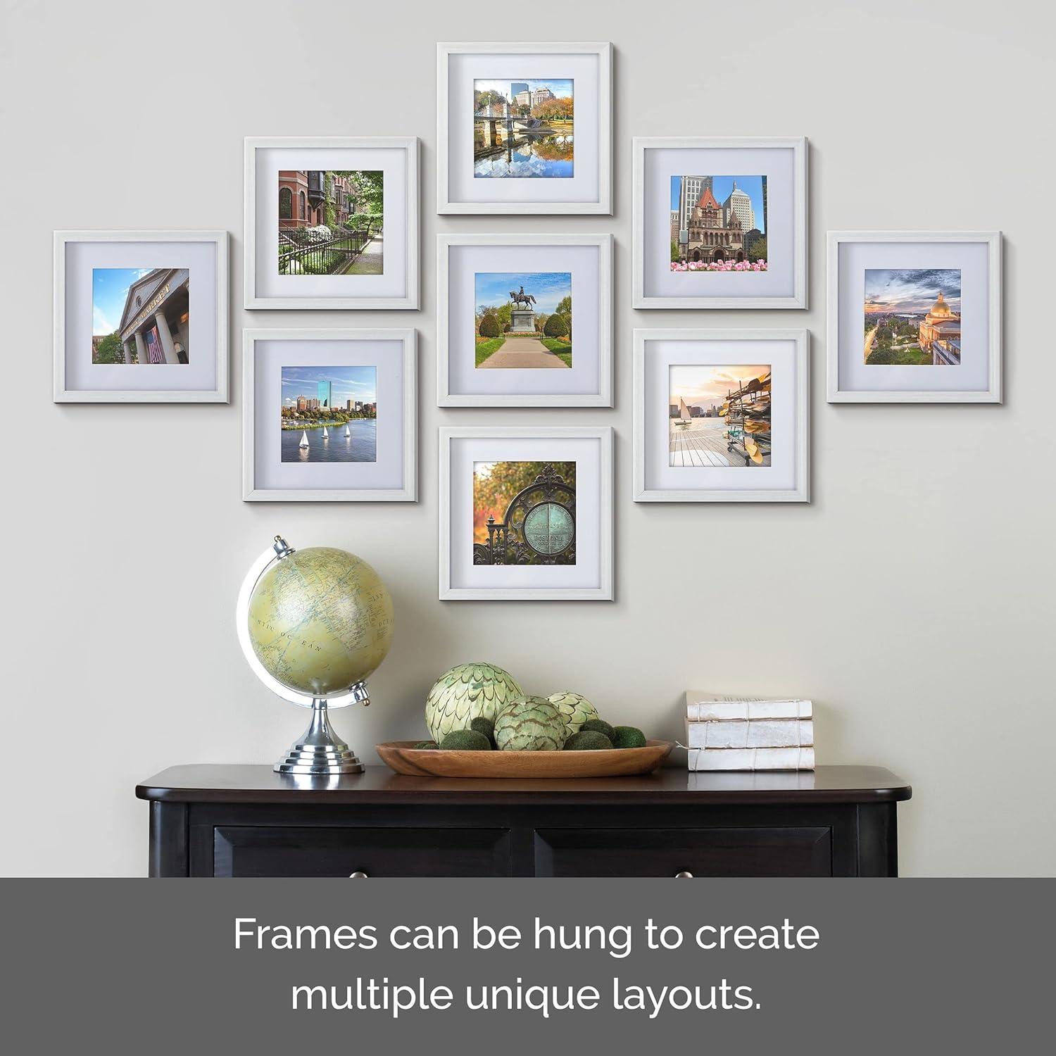 Melannco Melannco 9 Pieces 12.8 x 12.8 Inch Beige Wood Photo Frames to Hold 12x12 Photo Without Mat