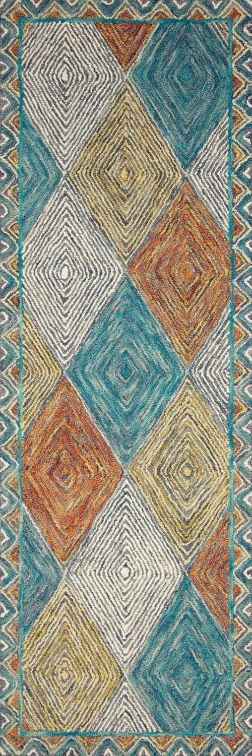 Handmade Geometric Sunset Ocean Wool Accent Rug