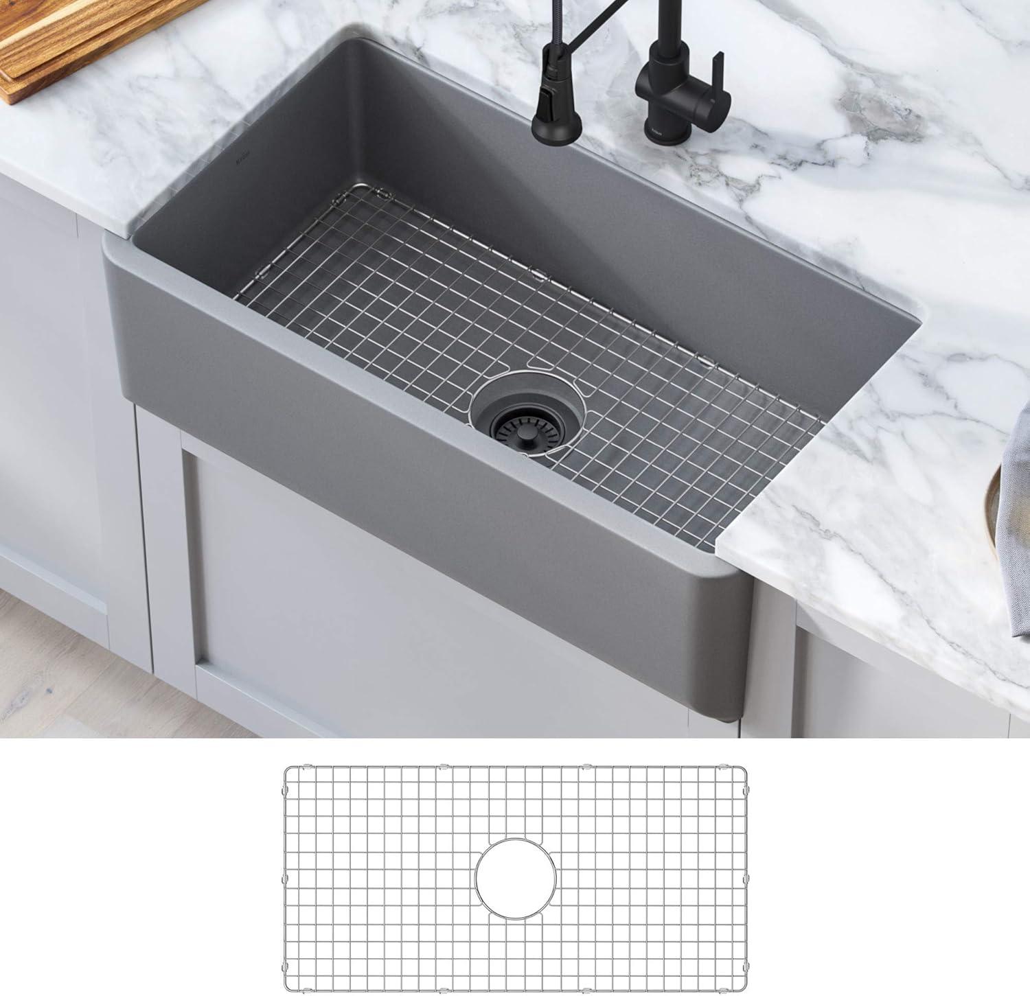 KRAUS Turino™ 33" L Farmhouse Reversible Apron Front Fireclay Single Bowl Kitchen Sink