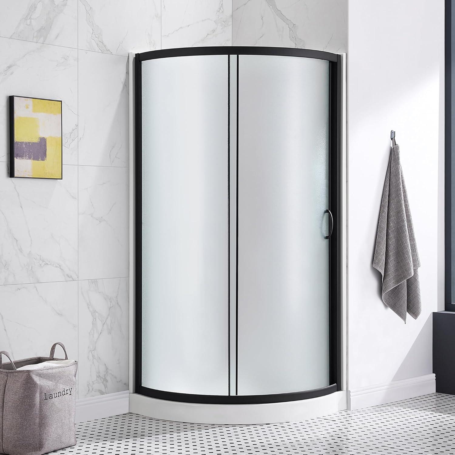 Breeze 32 in. Corner Shower Sliding Door with Walls and Base included, Frosted Glass