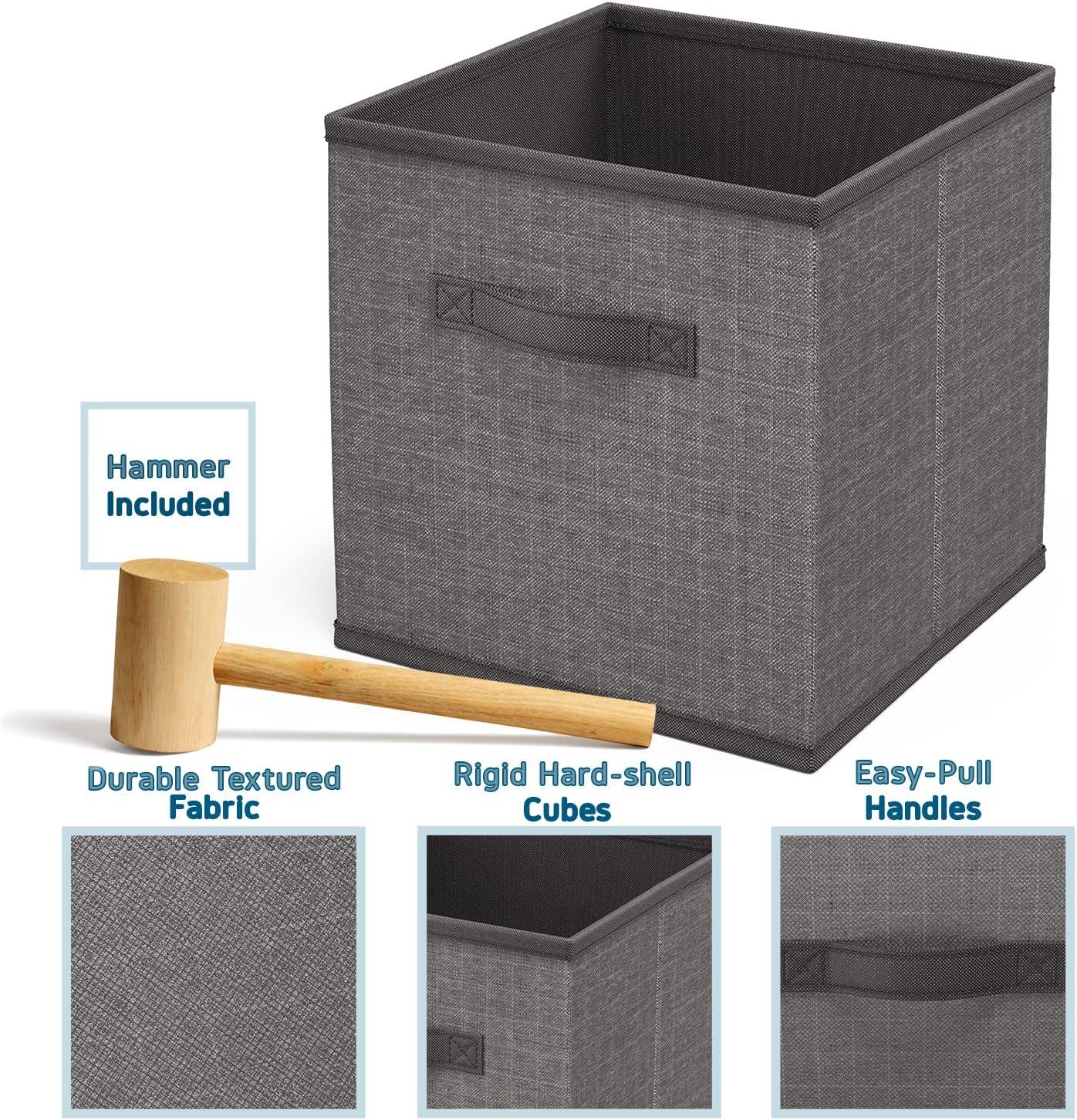 Nestl Cube Organizer Shelves With Cubby Bins, 6 PC DIY Cube Storage Shelves with Cubbies Storage Bins - Gray