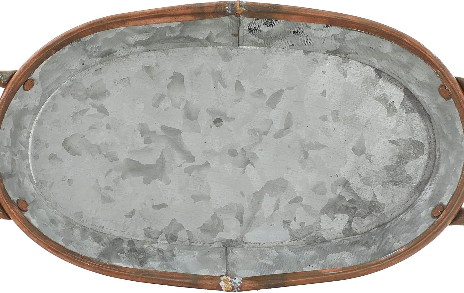 DecMode 14", 22", 28"W Gray Metal Galvanized Tray, 3-Pieces