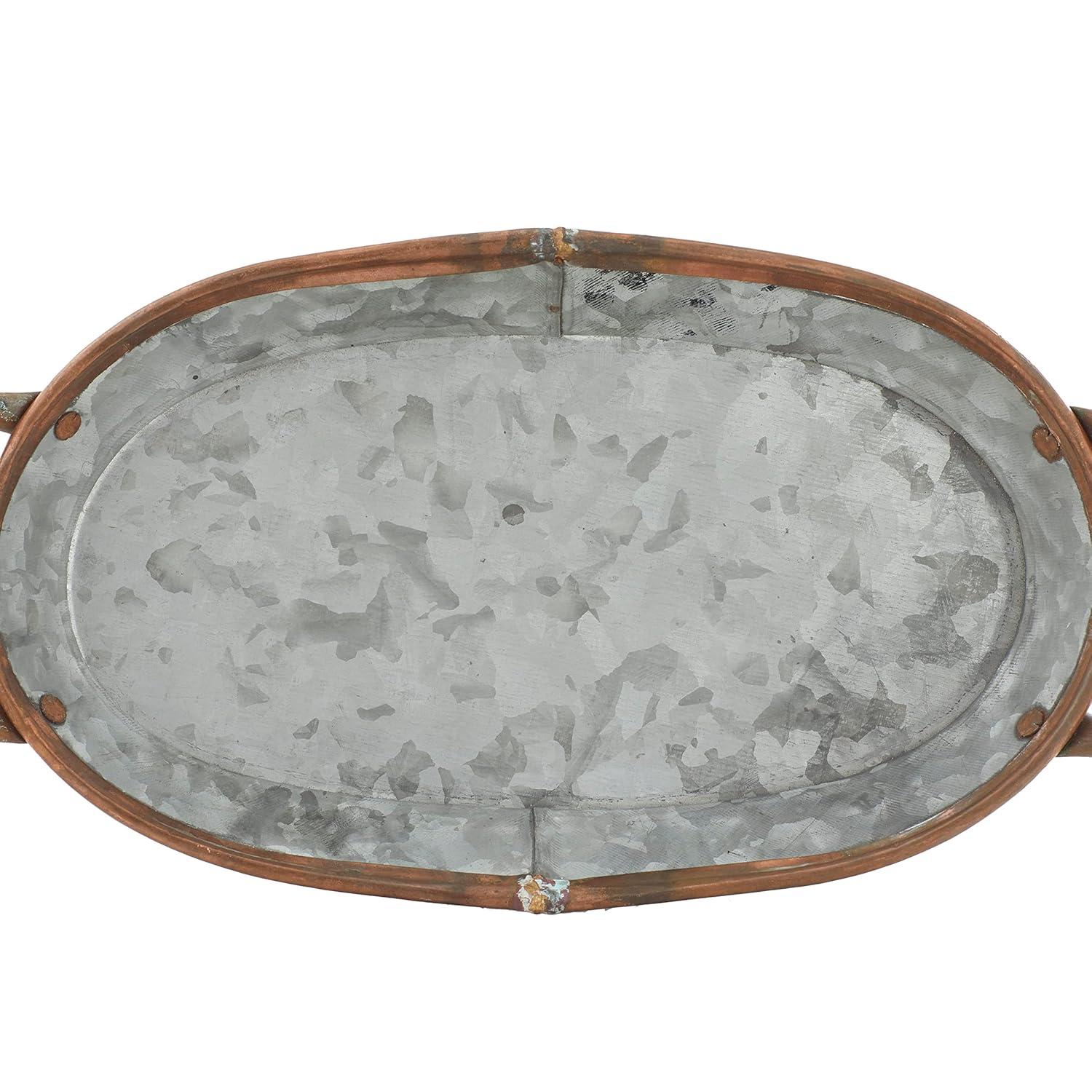 DecMode 14", 22", 28"W Gray Metal Galvanized Tray, 3-Pieces