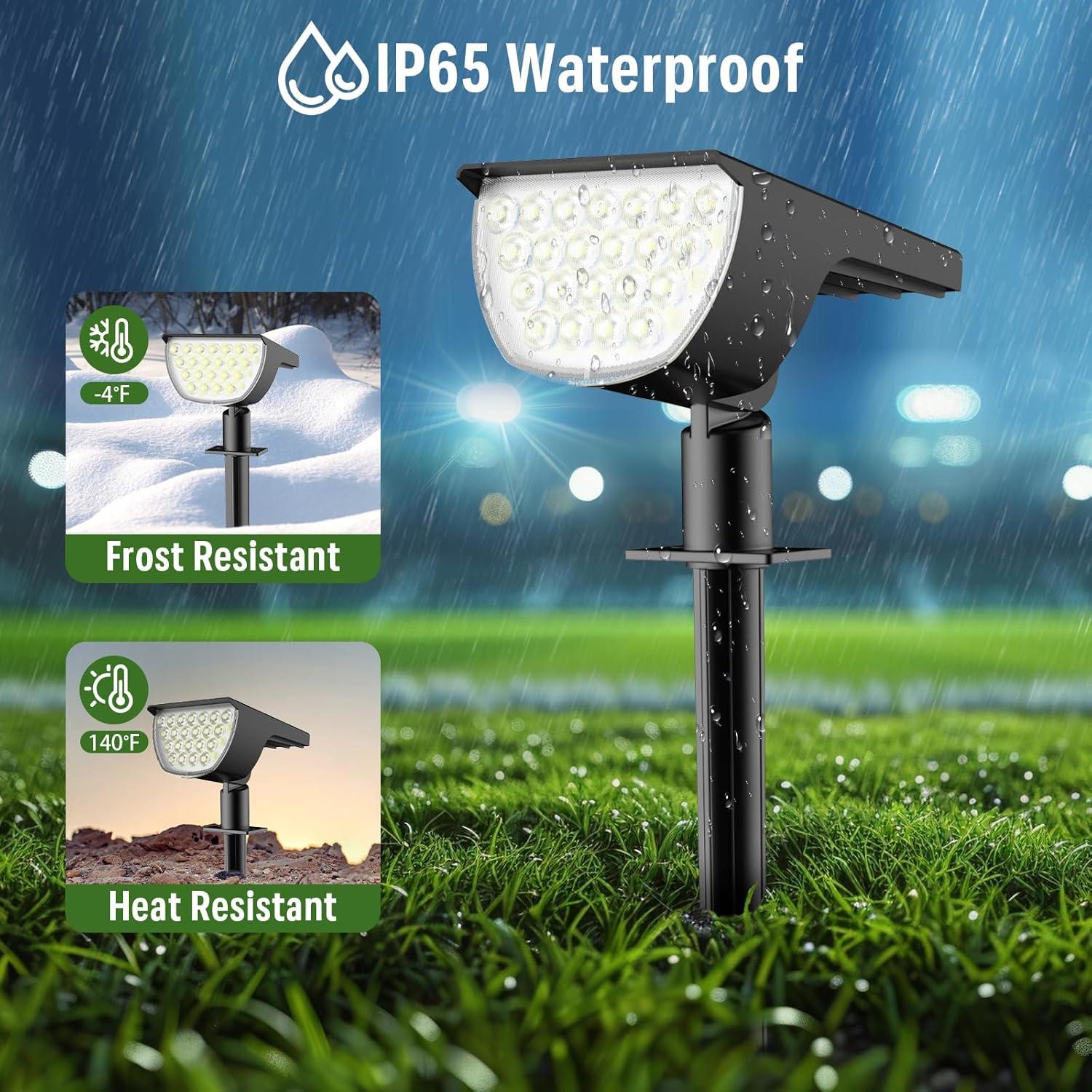 Cool White LED Solar Pathway Spotlights for Outdoor Use, 4 Pack