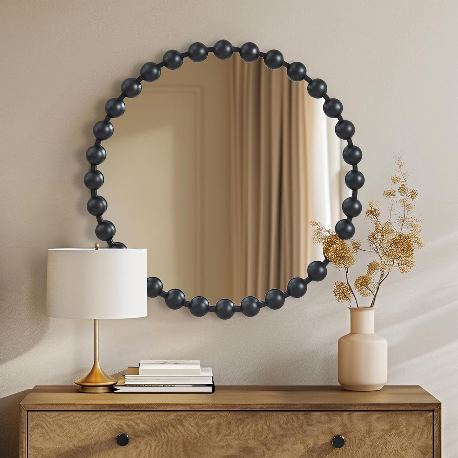 Marlowe Beaded Round Metal Wall Mirror