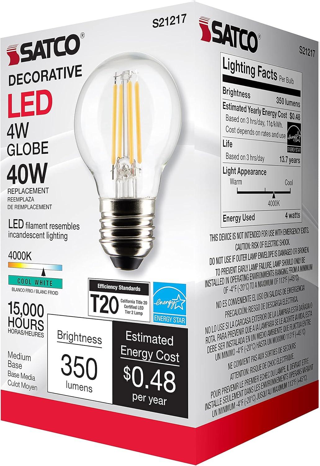 40 Watt Equivalent G16.5 E26/Medium (Standard) Dimmable 4000K LED Bulb