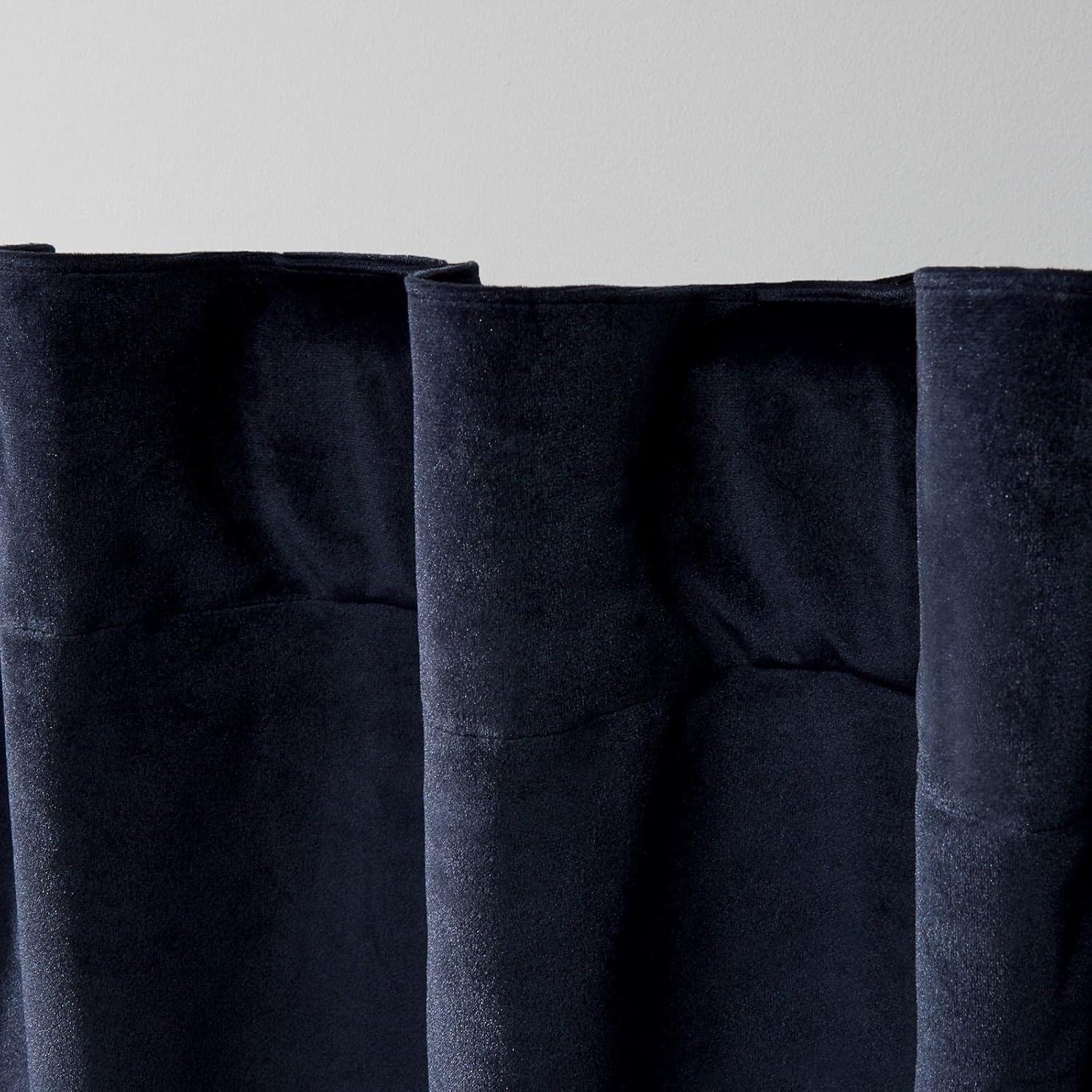 Set of 2 (84"x54") Velvet Back Tab Light Filtering Window Curtain Panels Navy - Exclusive Home: Polyester, OEKO-TEX Certified