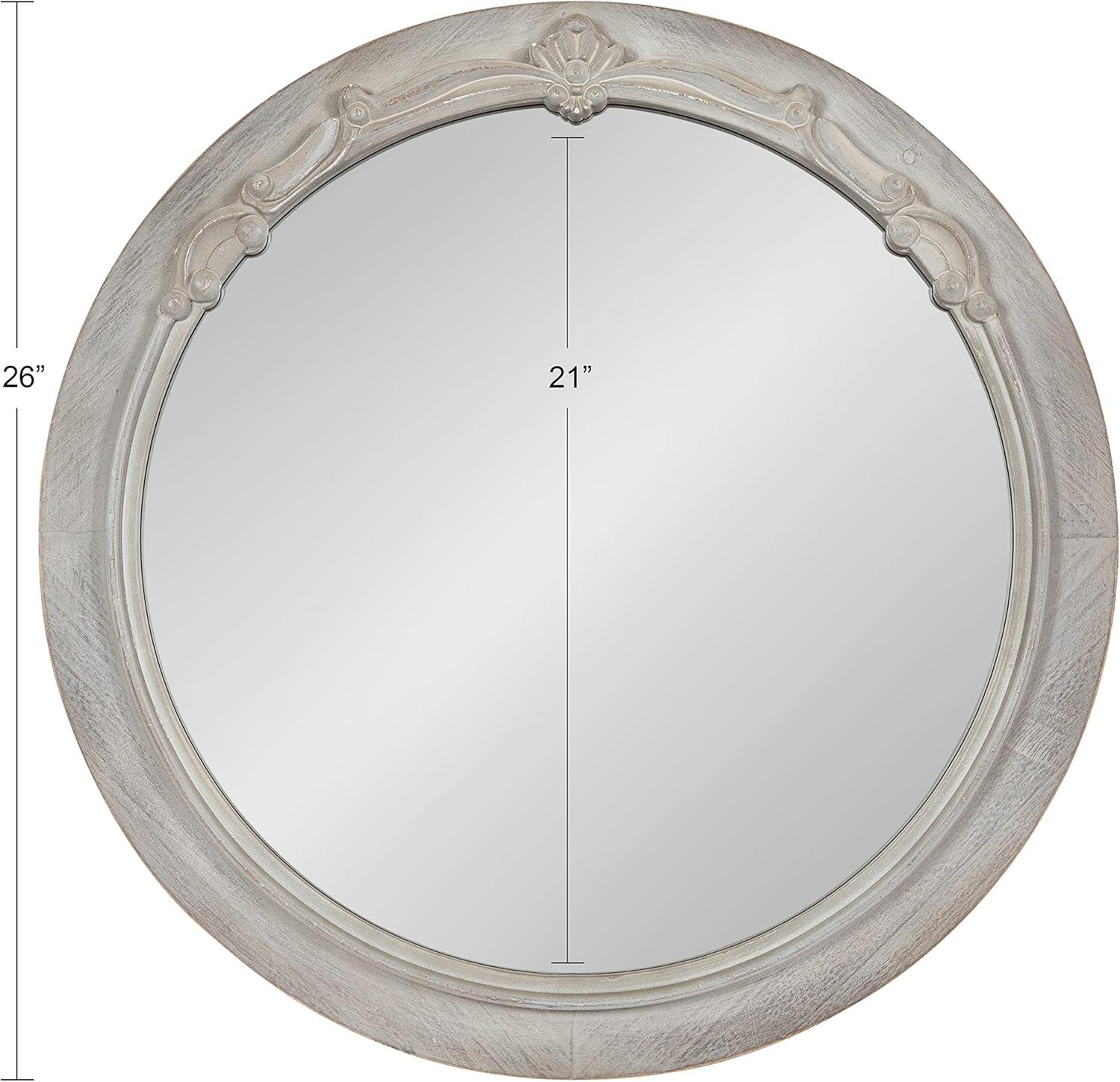 Irelyn 26" Round Gray Wood Wall Mirror