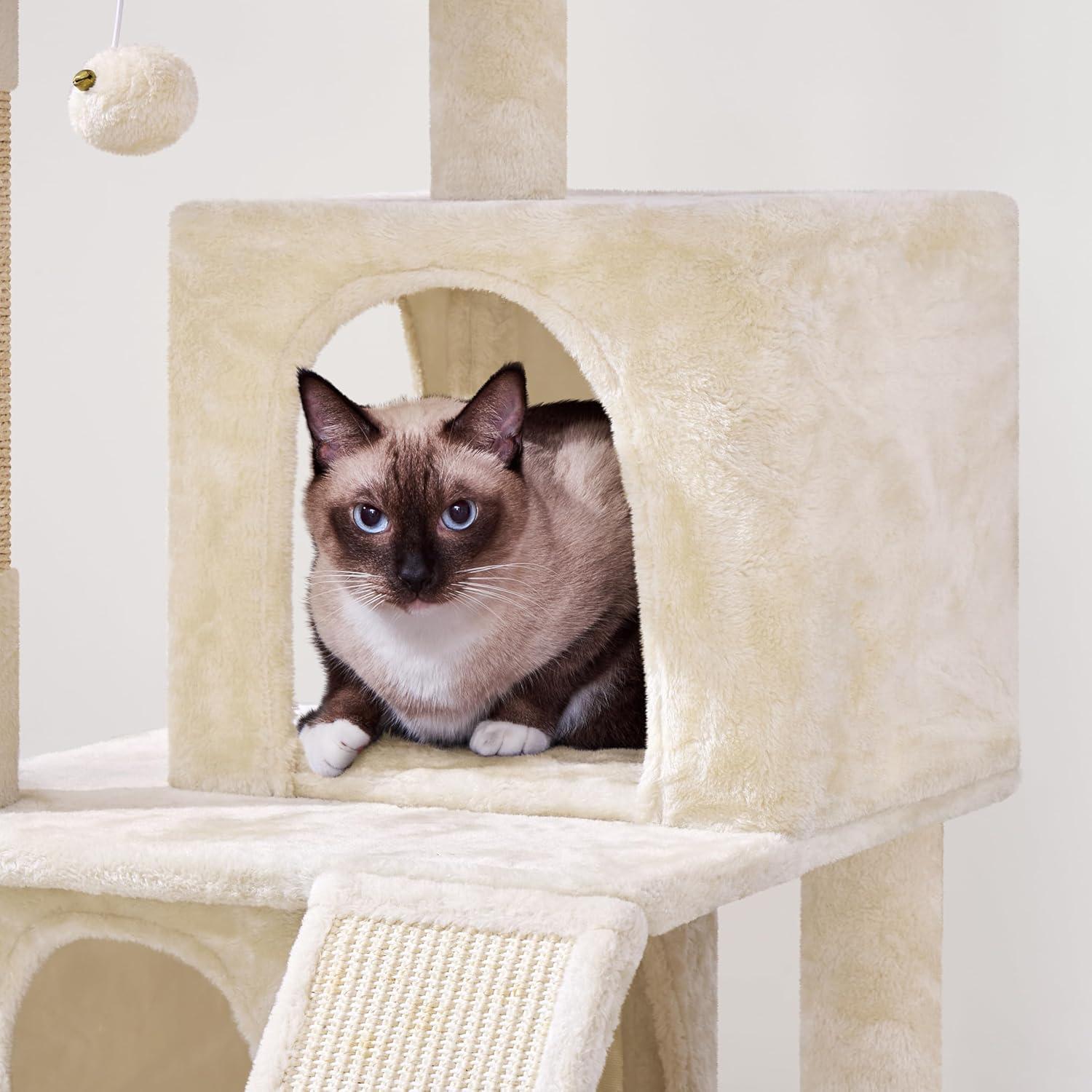 ZENY 36-in Cat Tree & Condo Scratching Post Tower, Beige