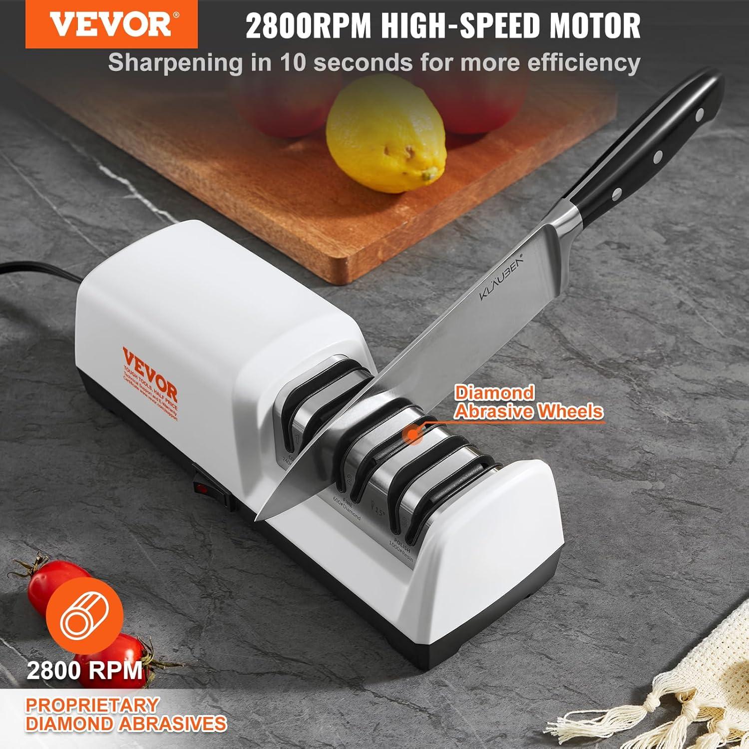 VEVOR White Electric Knife Sharpener with Diamond Abrasives