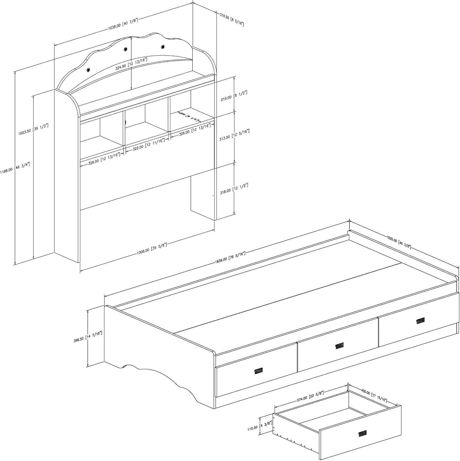 Tiara Twin Mate's & Captain's Bed with Drawers