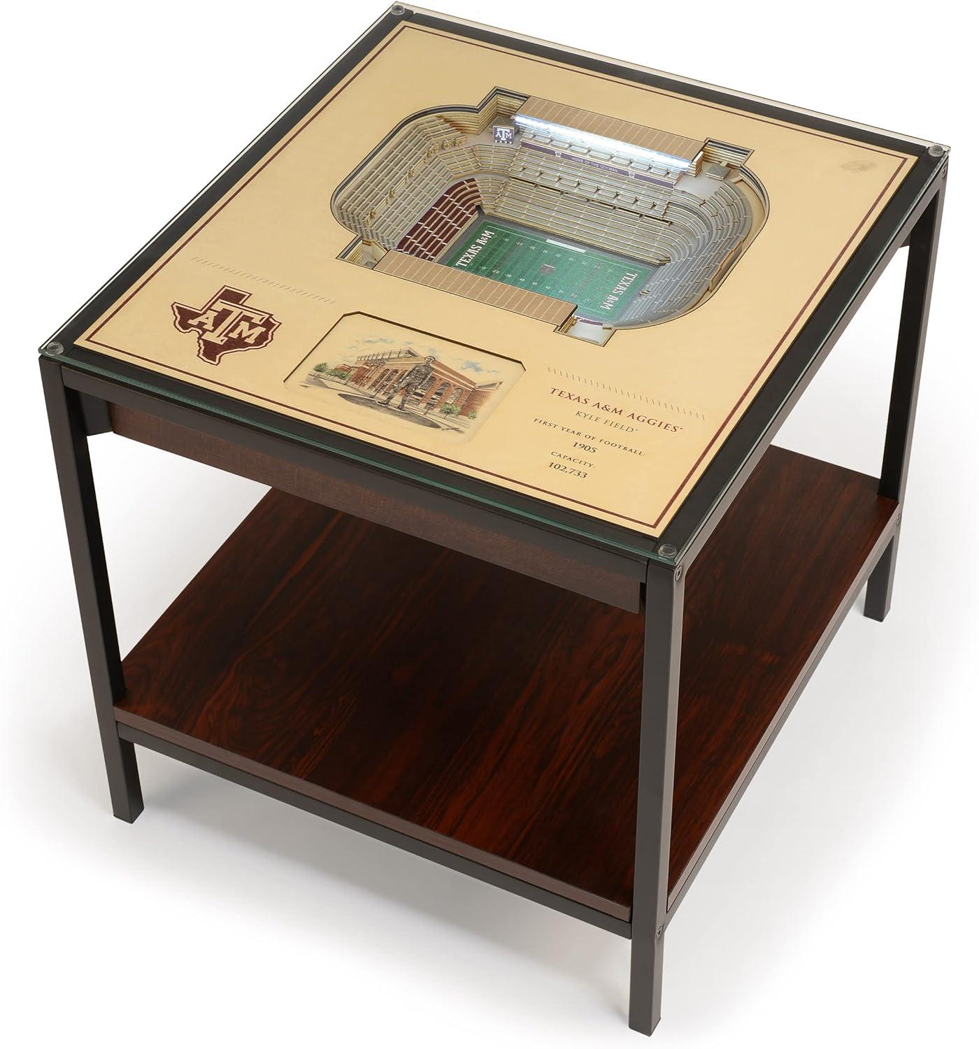 YouTheFan Glass Top End Table